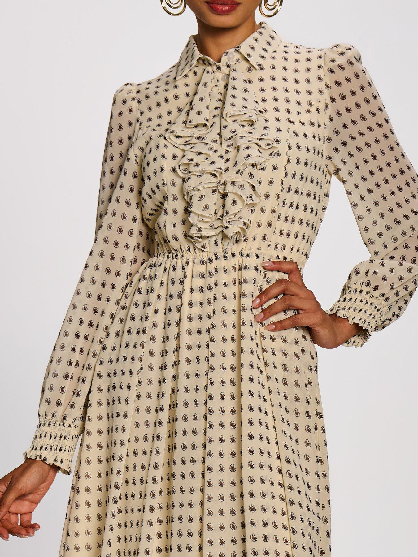 Image 4 of 7 of Jolie Moi Chiffon Print Ruffled Shirt Dress