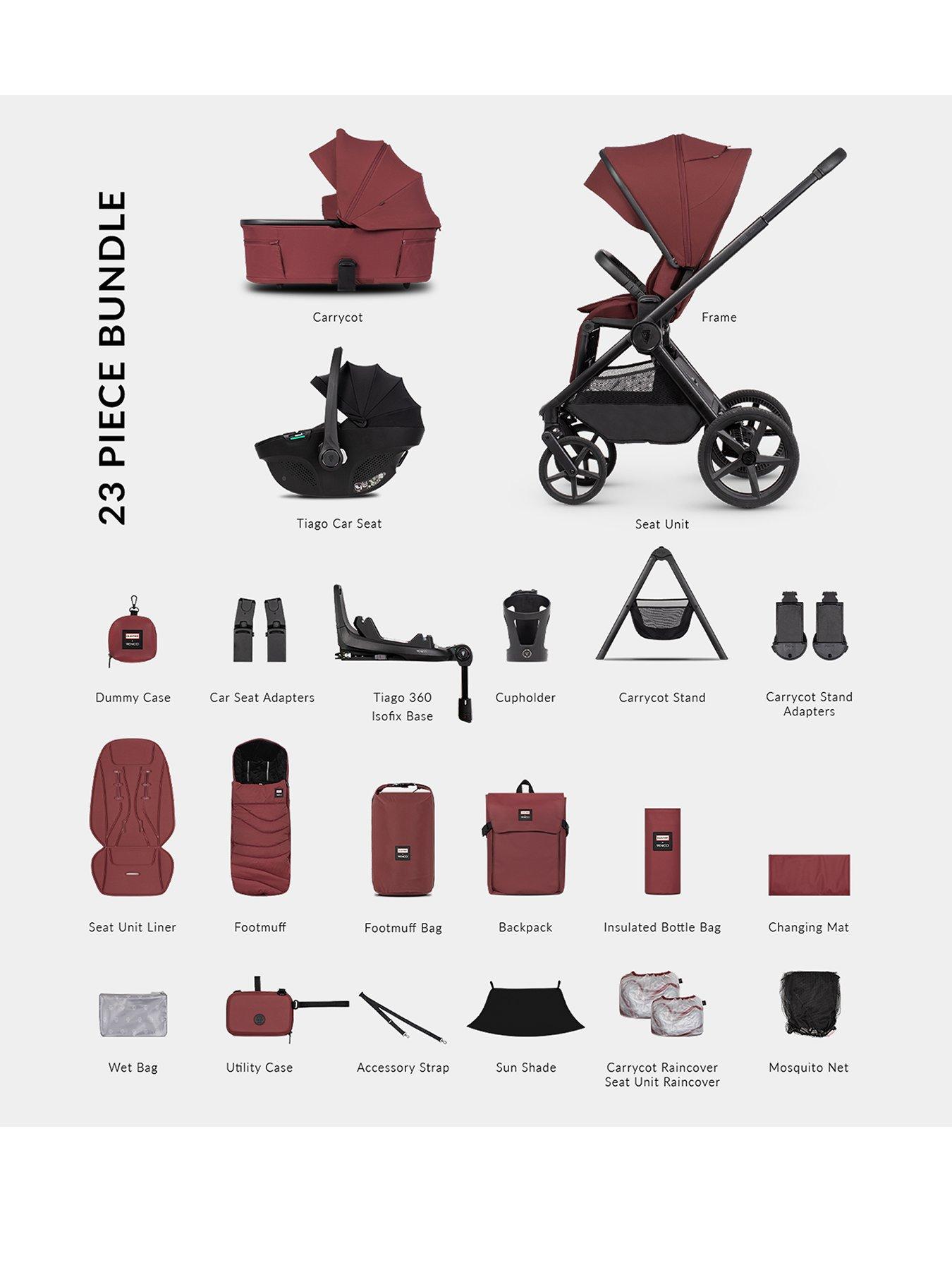 Venicci Upline 3 Hunter - 4In1 Plus Bundle Tiago Black Car Seat And 360 Base - Red