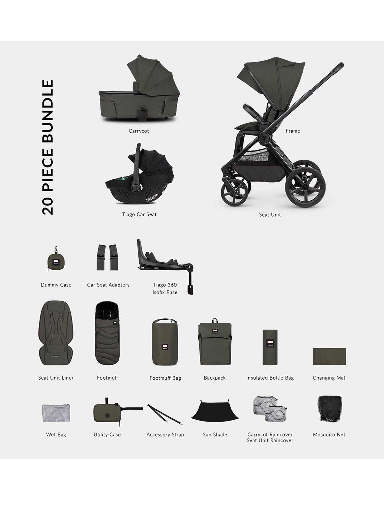 Venicci Upline 3 Hunter - 4In1 Bundle Tiago Black Car Seat And 360 Base - Dark Olive