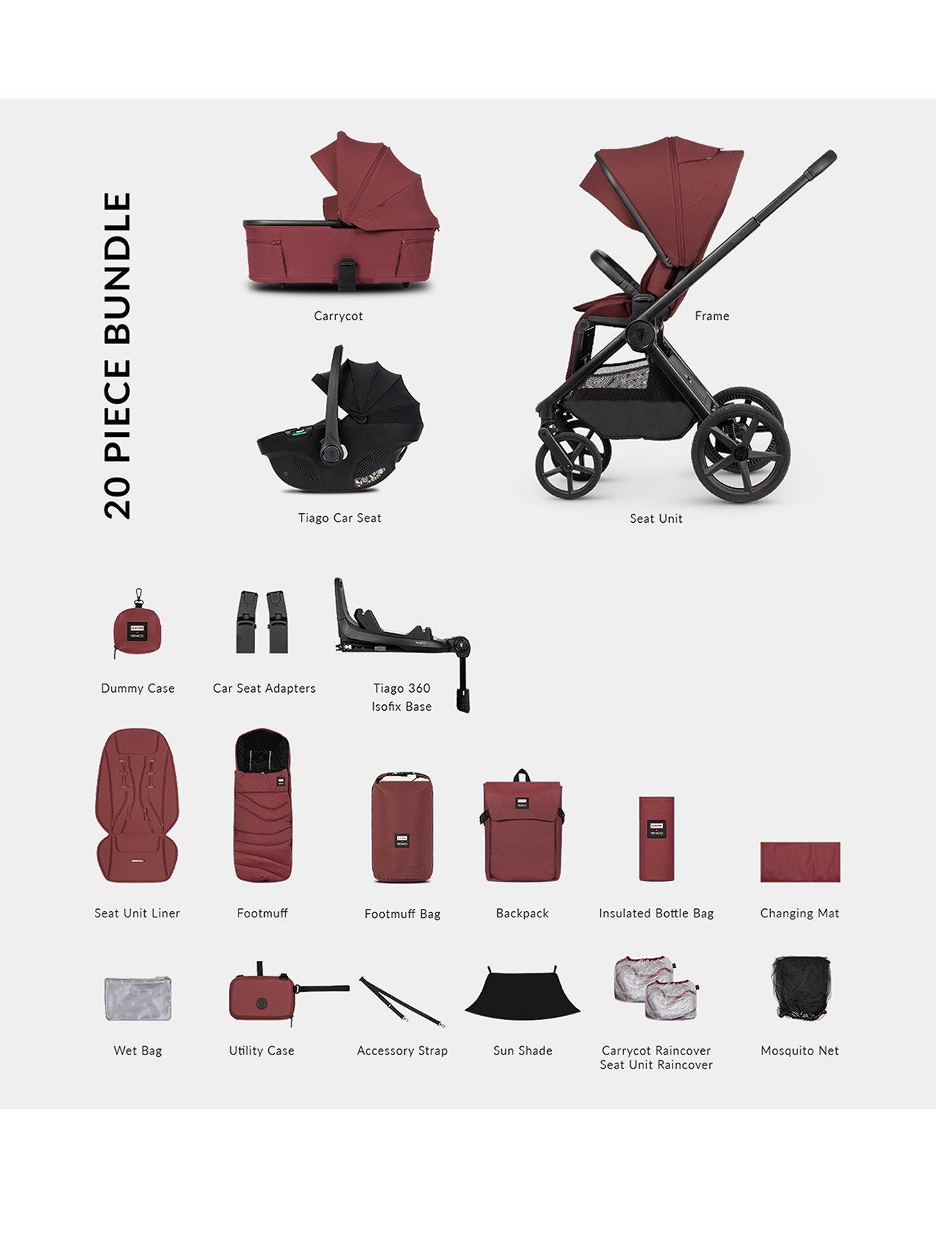 Venicci Upline 3 Hunter - 4In1 Bundle Tiago Black Car Seat And 360 Base - Red