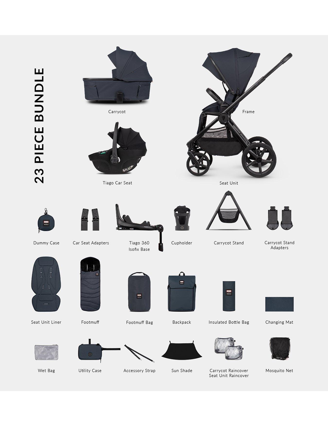 Venicci Upline 3 Hunter - 4In1 Plus Bundle Tiago Black Car Seat And 360 Base - Navy