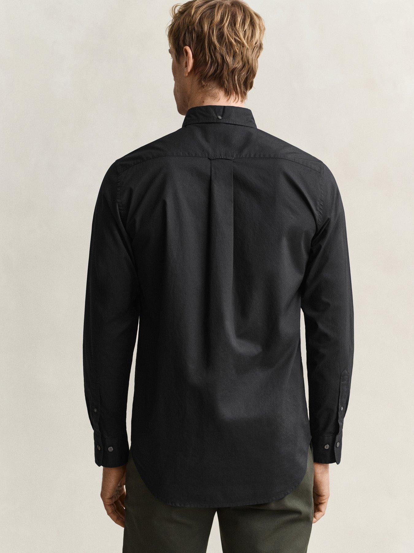 Image 2 of 5 of GANT Mens Shield Poplin Long Sleeve Shirt - Black
