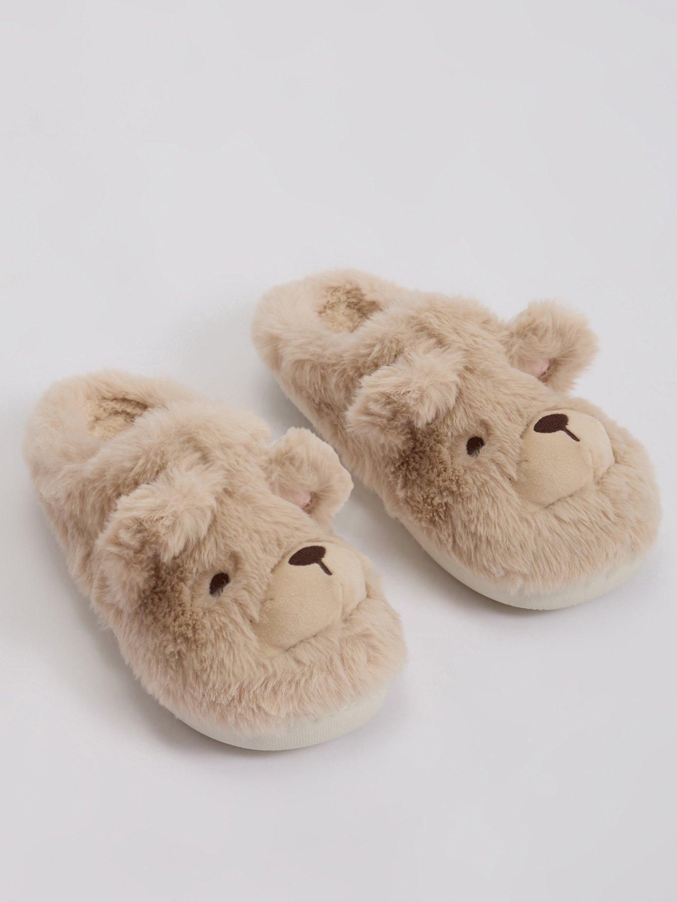 Image 1 of 5 of Boux Avenue Boux Avenue Teddy Bear Plush Mule - Oatmeal
