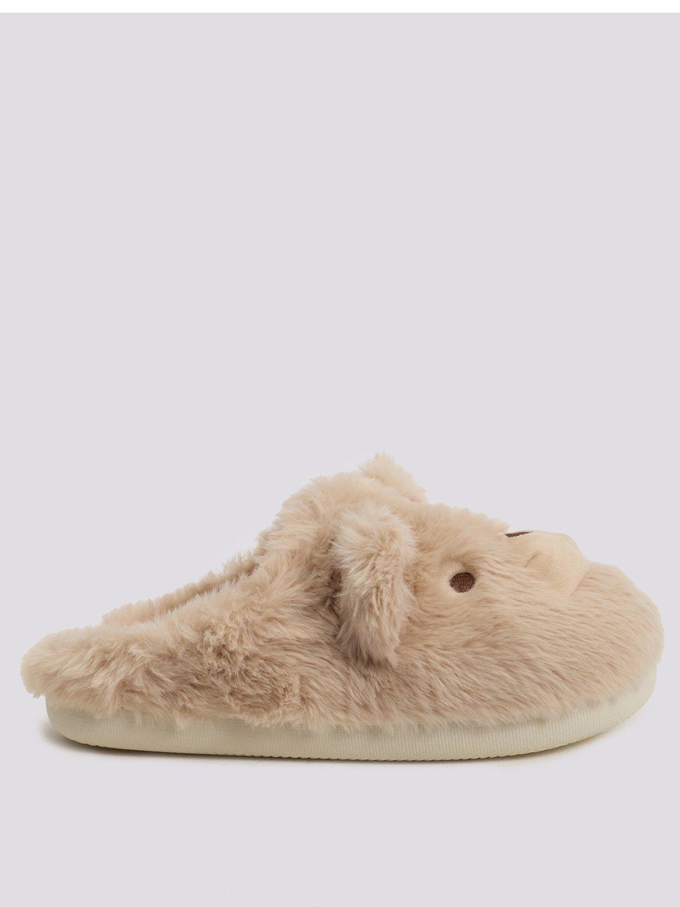 Image 2 of 5 of Boux Avenue Boux Avenue Teddy Bear Plush Mule - Oatmeal