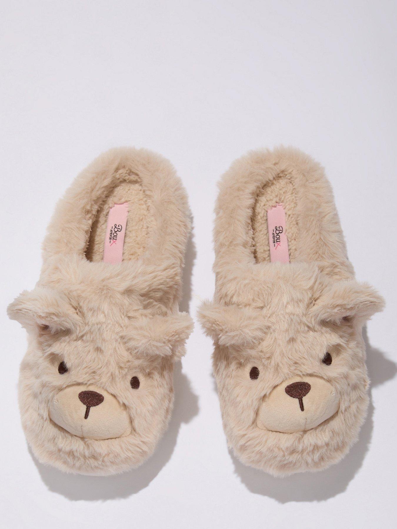 Image 3 of 5 of Boux Avenue Boux Avenue Teddy Bear Plush Mule - Oatmeal