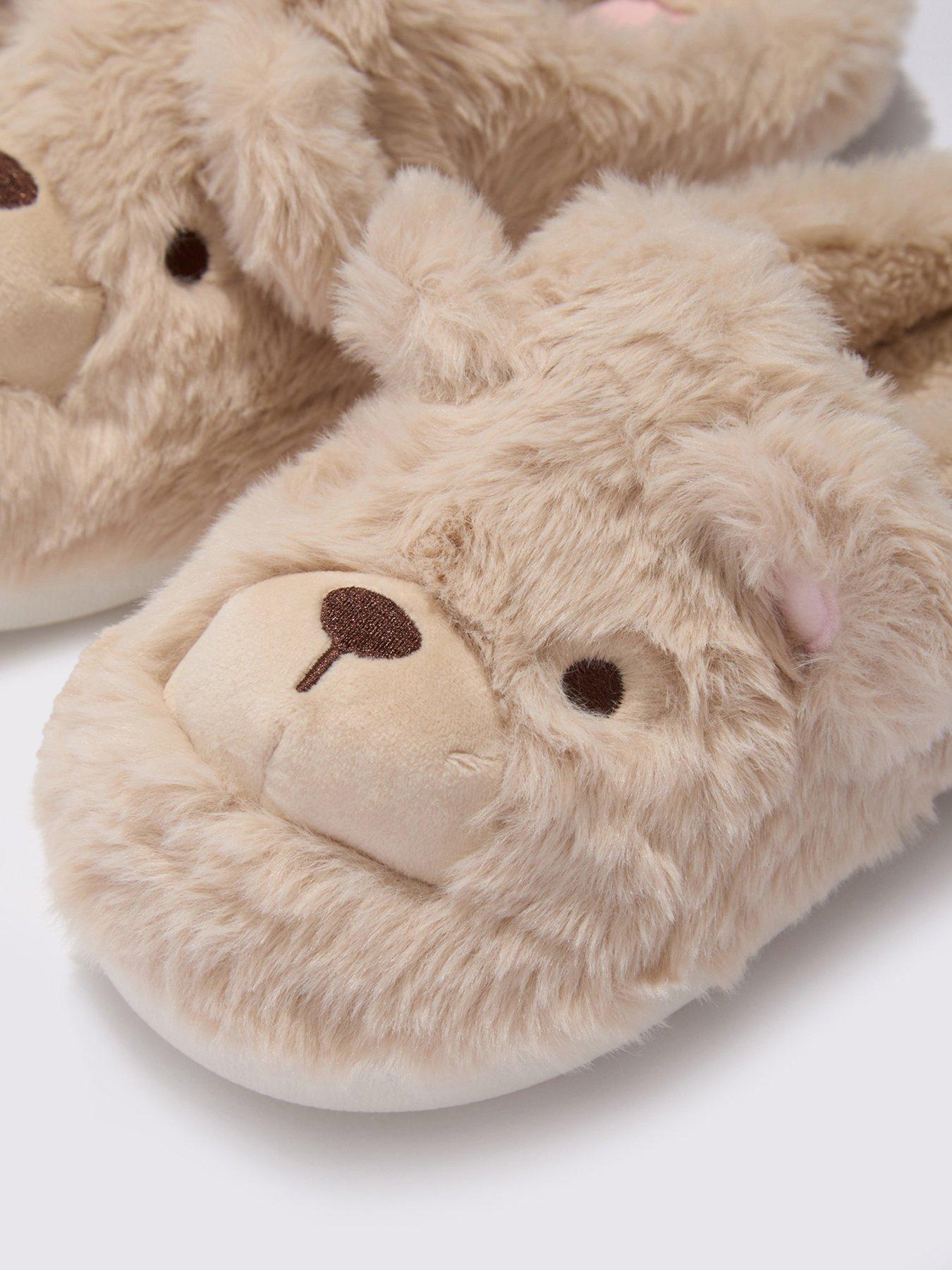 Image 4 of 5 of Boux Avenue Boux Avenue Teddy Bear Plush Mule - Oatmeal