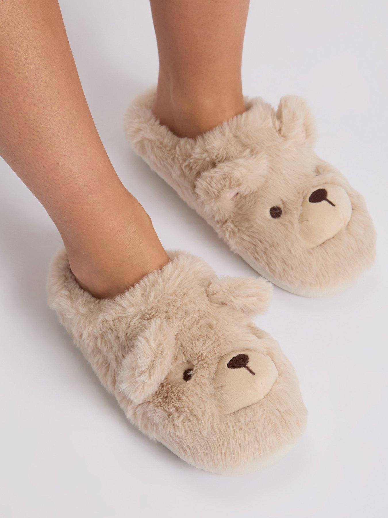 Image 5 of 5 of Boux Avenue Boux Avenue Teddy Bear Plush Mule - Oatmeal