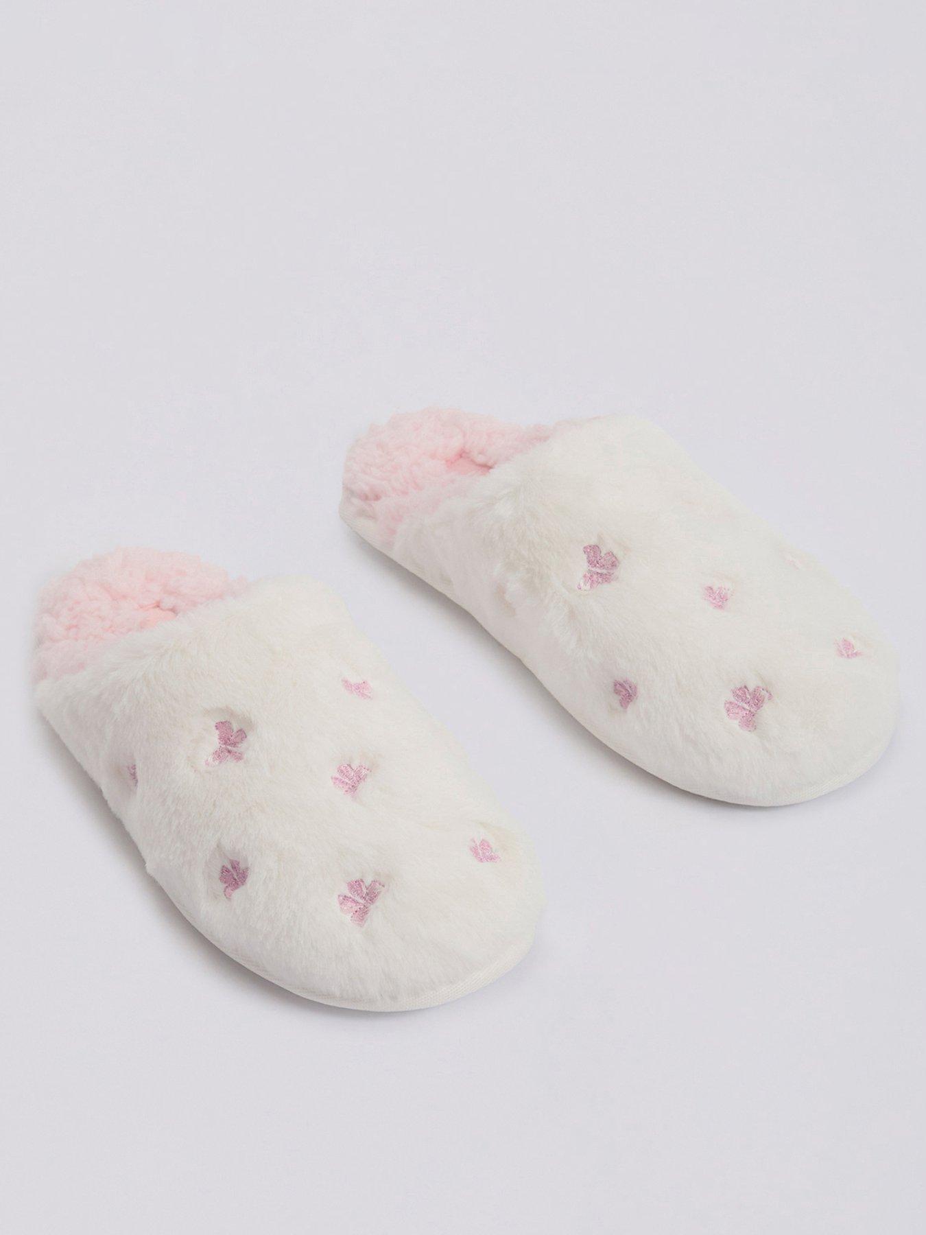 Image 1 of 5 of Boux Avenue Boxu Avenue Pretty Bow Plush Mule - Ivory Mix
