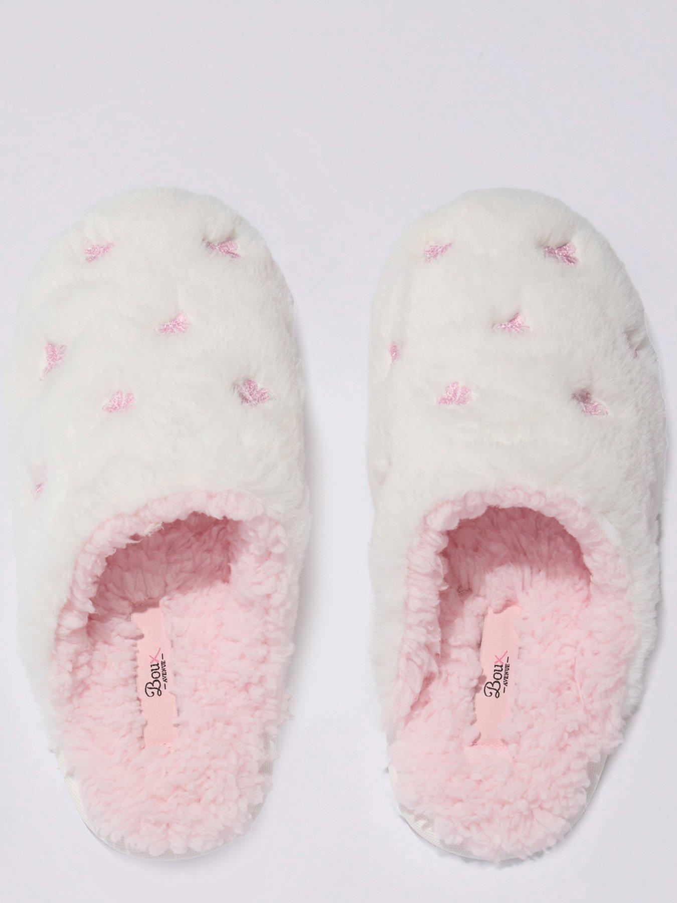 Image 3 of 5 of Boux Avenue Boxu Avenue Pretty Bow Plush Mule - Ivory Mix