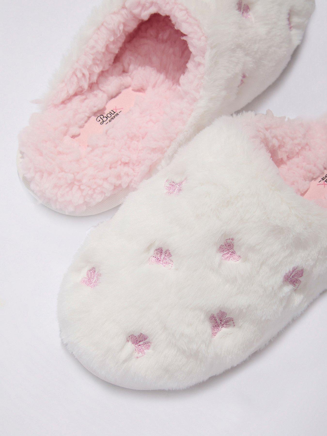 Image 4 of 5 of Boux Avenue Boxu Avenue Pretty Bow Plush Mule - Ivory Mix