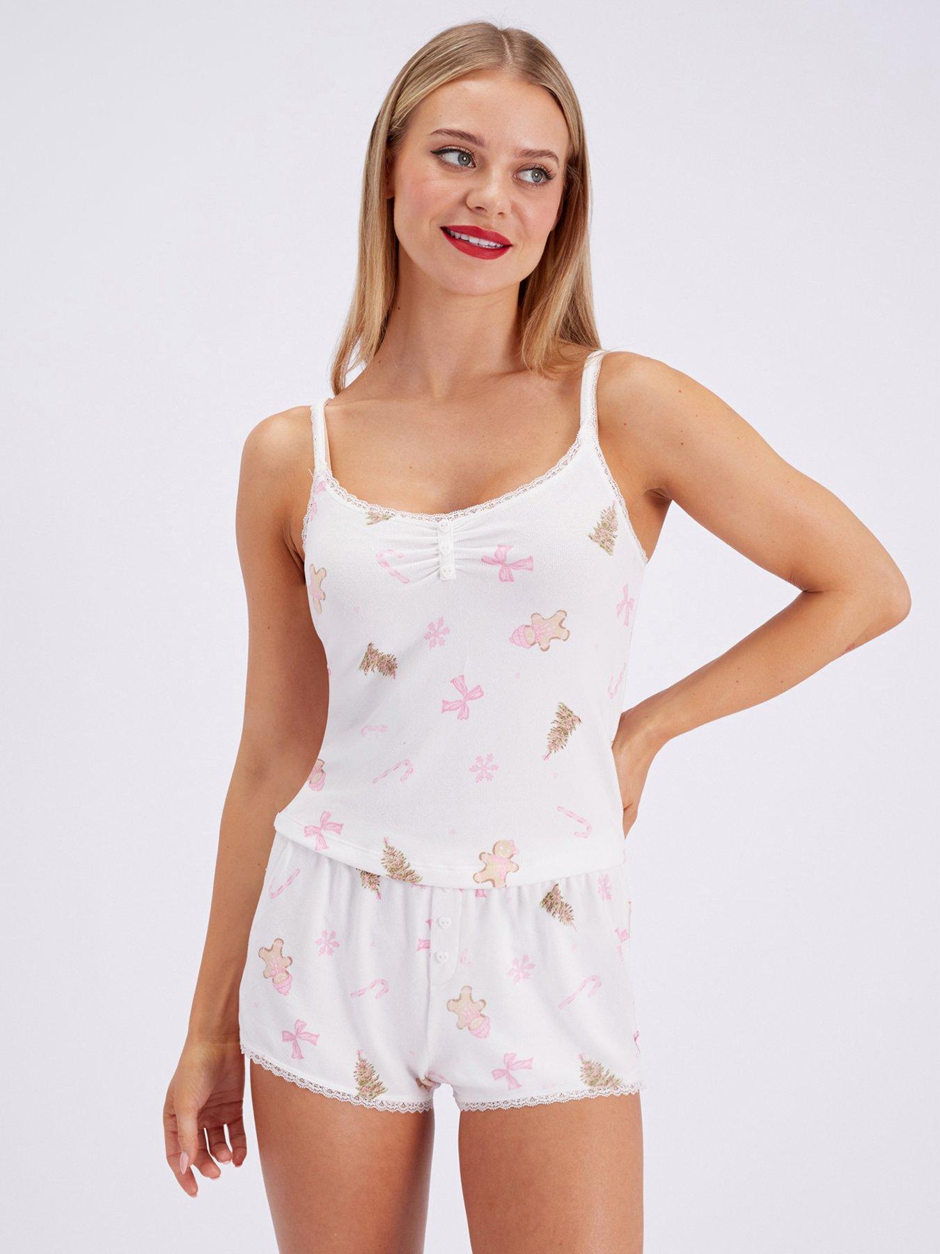 Image 1 of 5 of Boux Avenue Womens Gingerbread Supersoft Cami Set - White