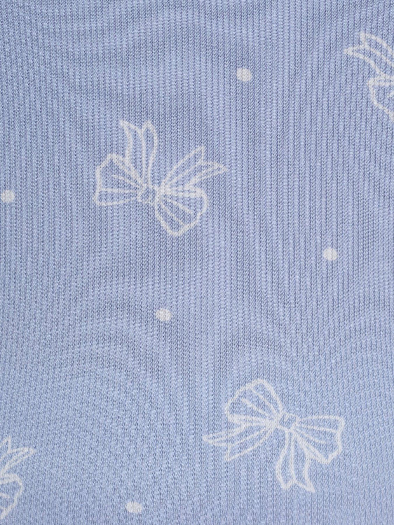 Image 6 of 6 of Boux Avenue Womens Bow Rib Modal Button Front Short Pyjama Set - Blue