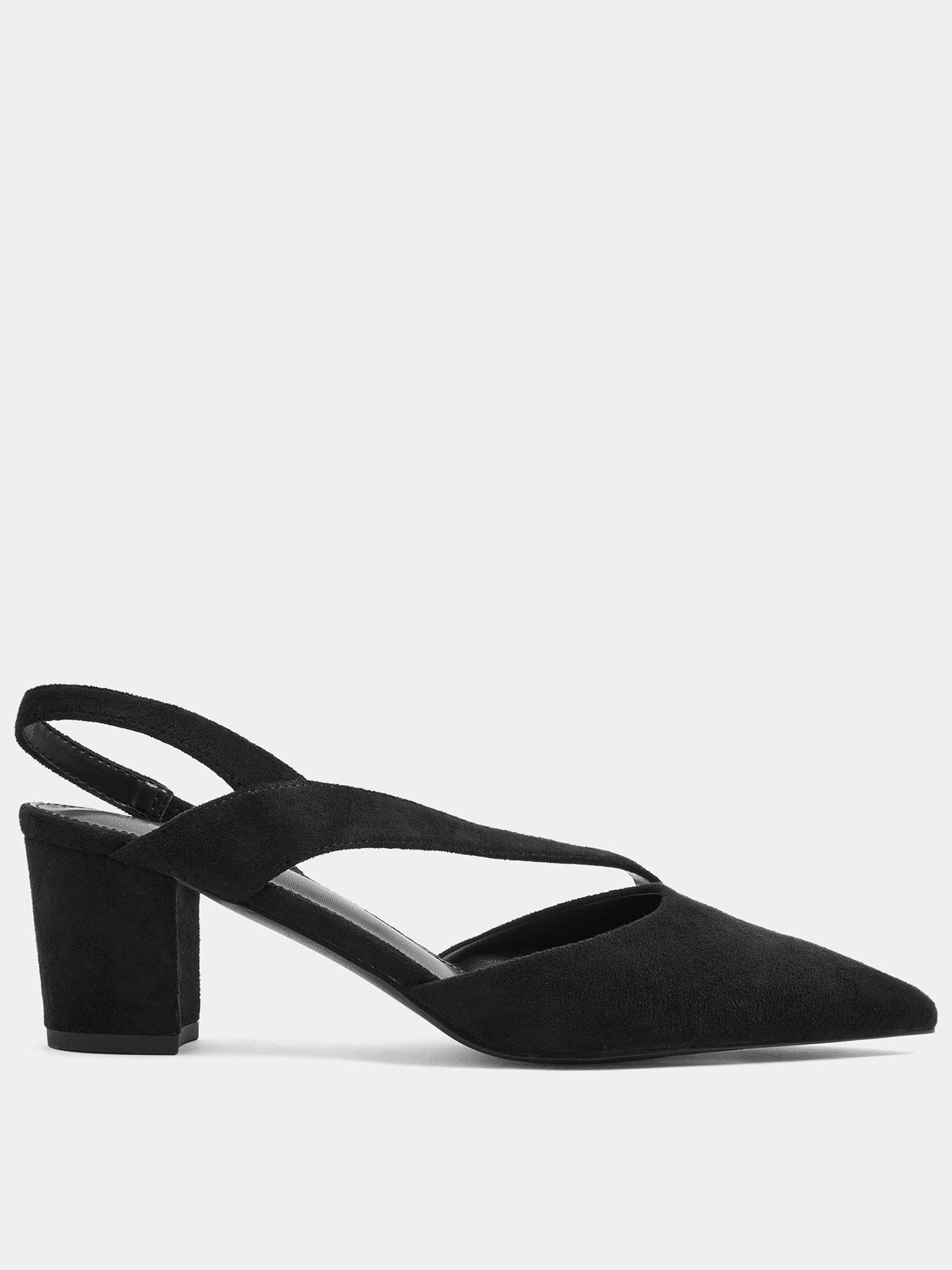 Image 1 of 4 of Long Tall Sally Asymmetric Crossover Block Heels - Black