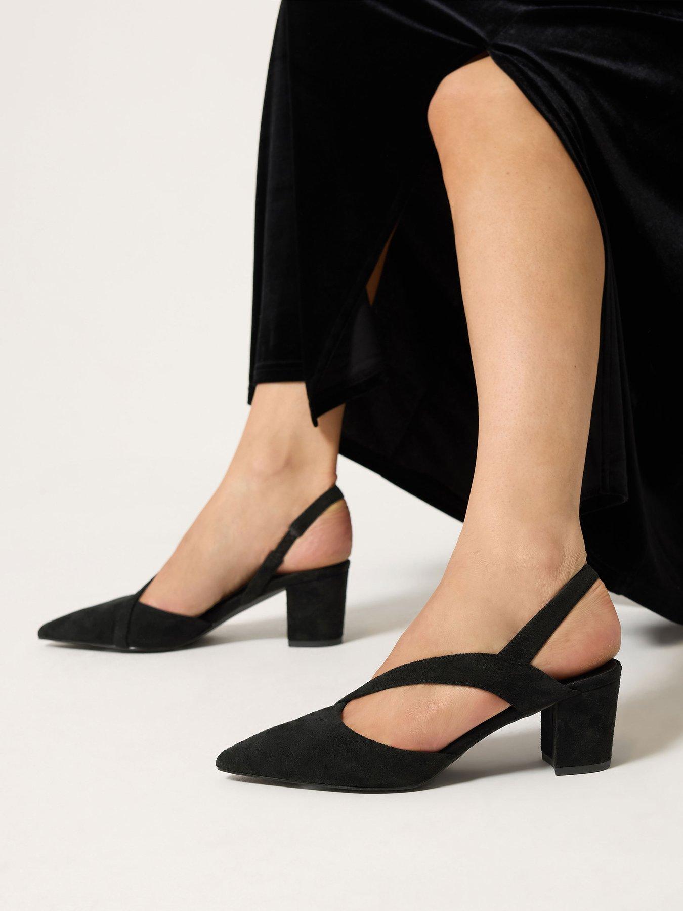 Image 4 of 4 of Long Tall Sally Asymmetric Crossover Block Heels - Black