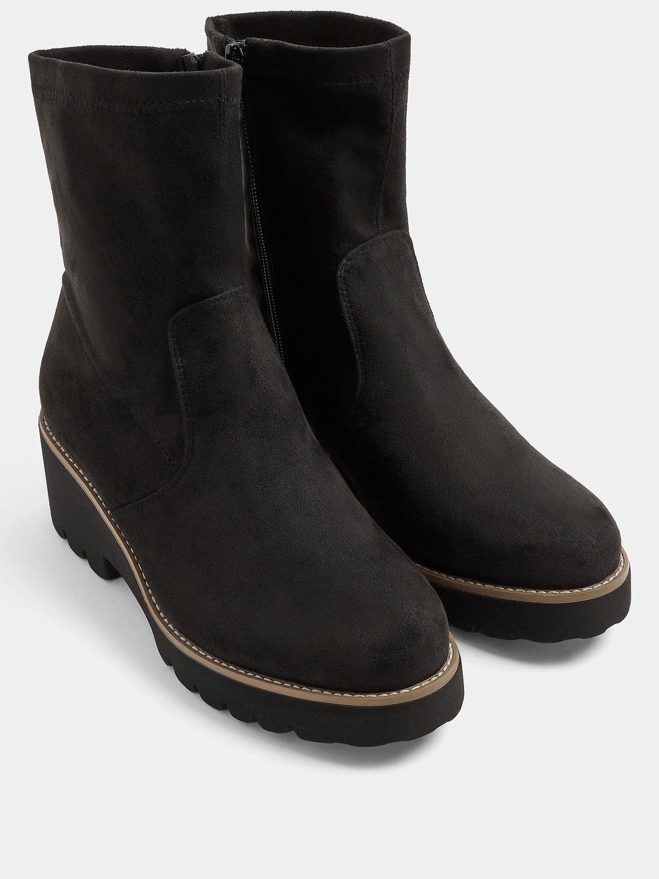 Image 2 of 4 of Yours Womens Extra Wide Fit Stretch Wedge Boots - Black