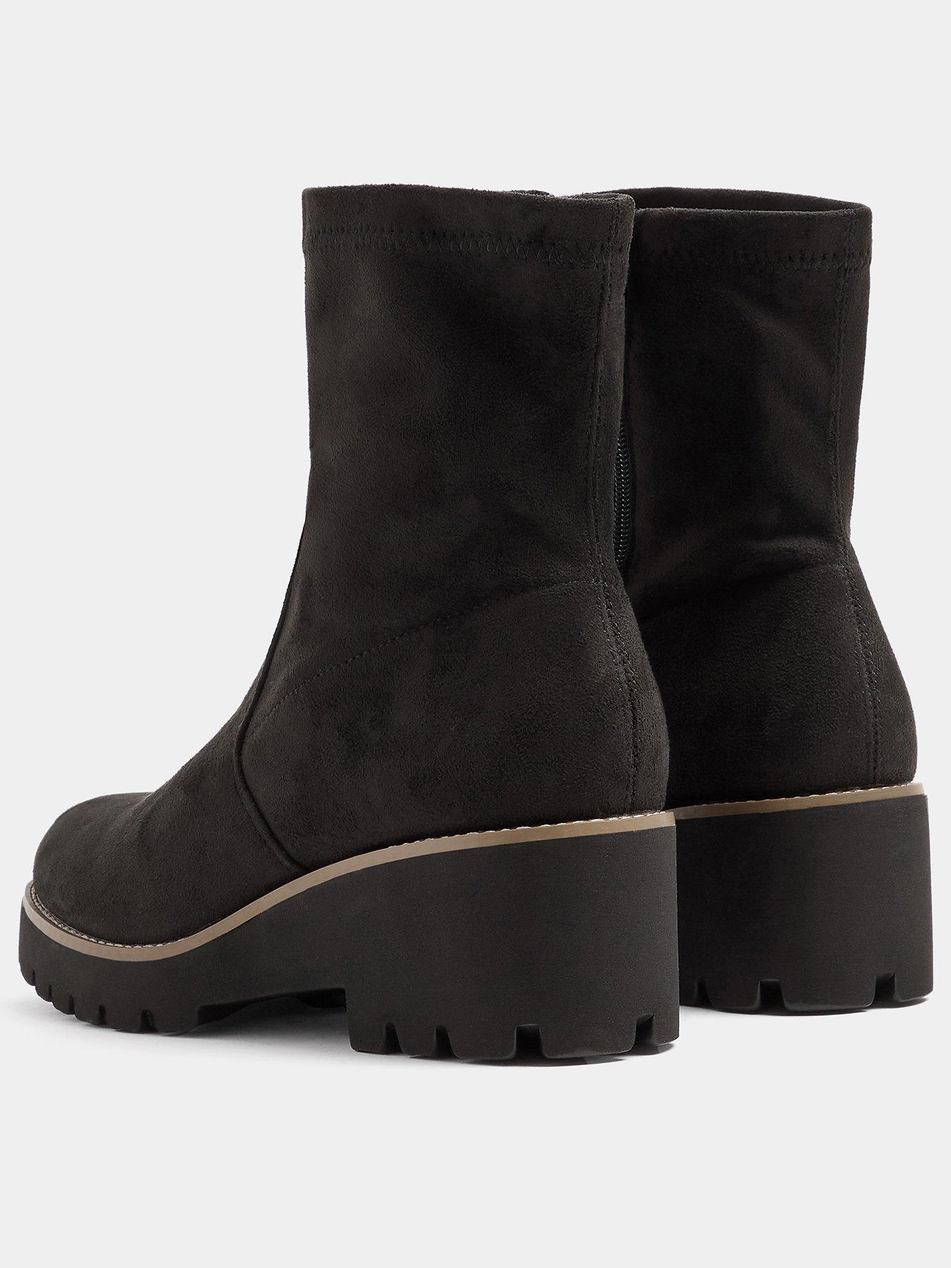 Image 3 of 4 of Yours Womens Extra Wide Fit Stretch Wedge Boots - Black