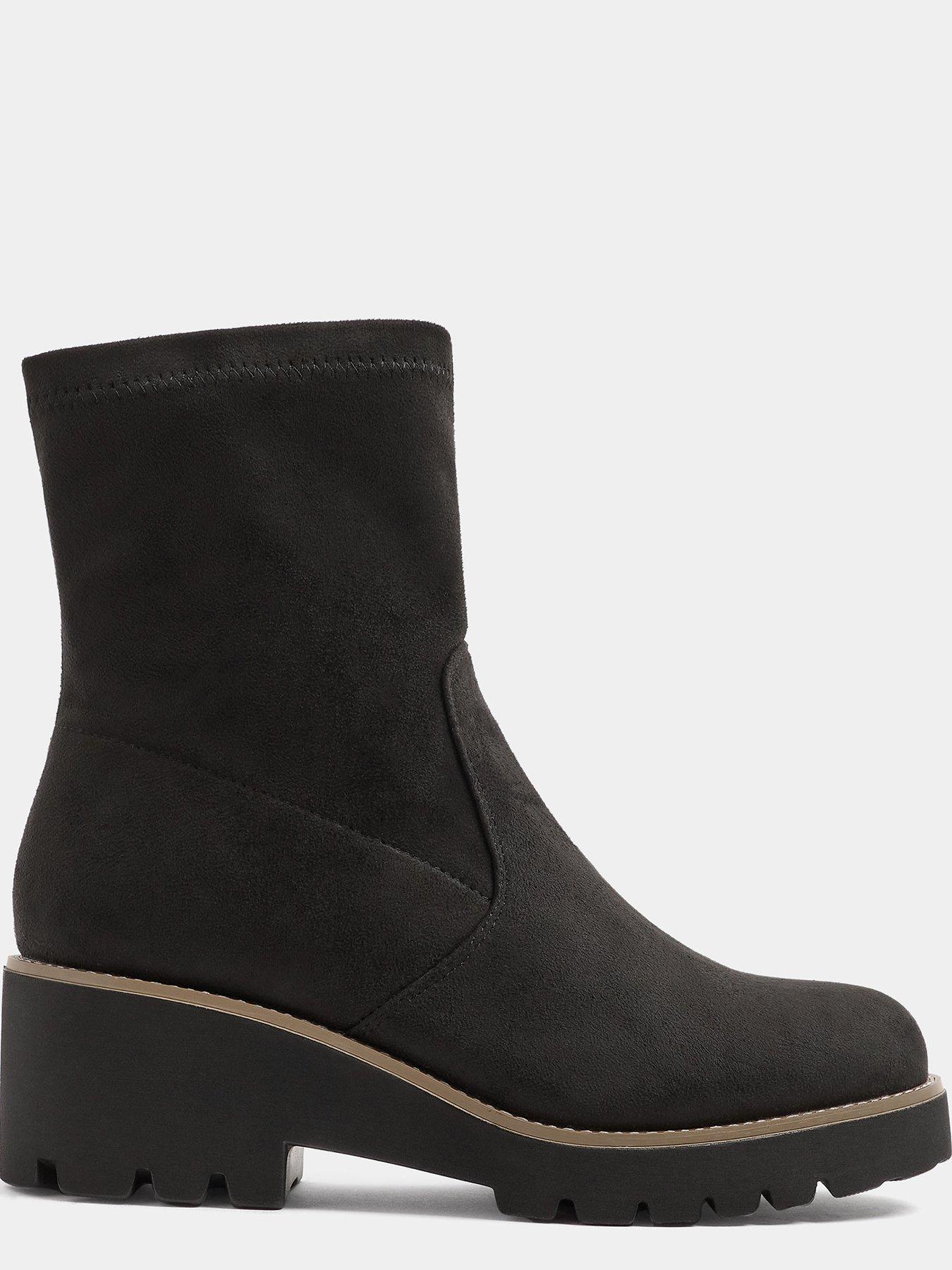 Image 4 of 4 of Yours Womens Extra Wide Fit Stretch Wedge Boots - Black