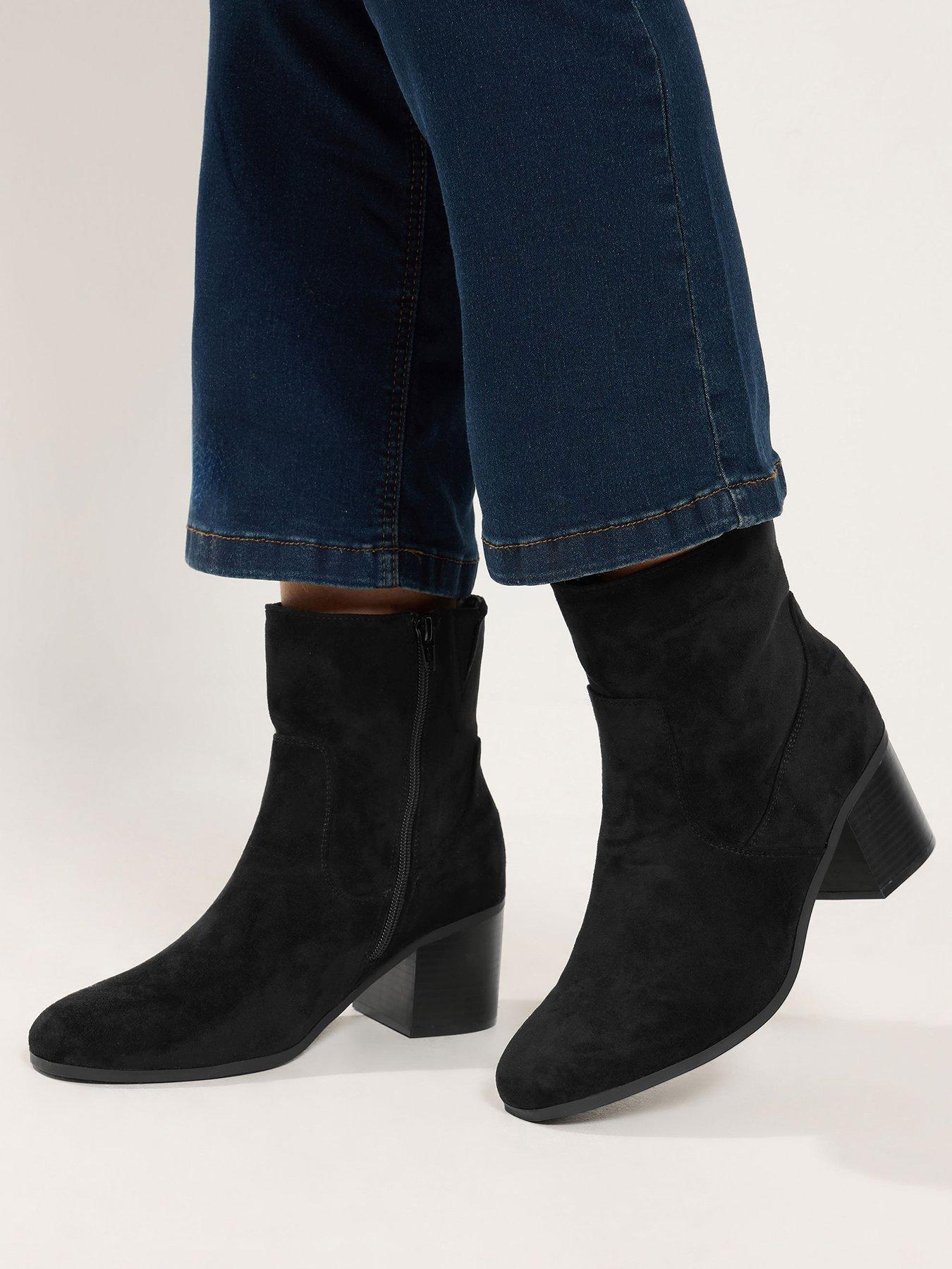 Image 1 of 4 of Yours Womens Wide Fit Soft Square Heel Ankle Boots - Black