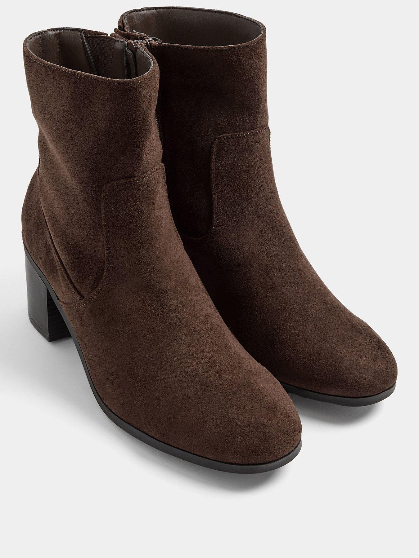Image 2 of 4 of Yours Womens Square Heel Zip Ankle Boots - Brown
