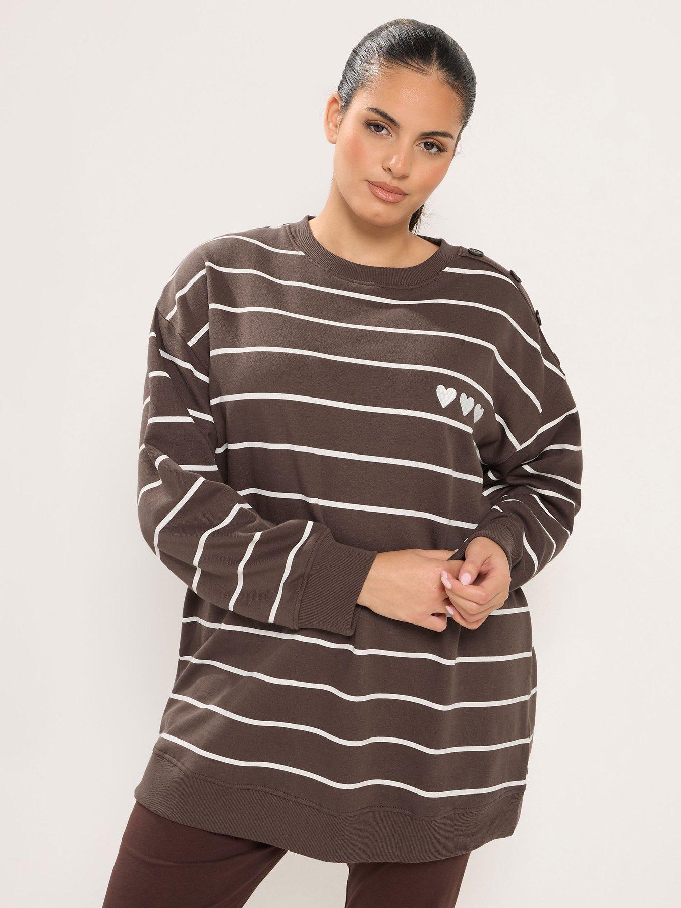 Image 1 of 4 of Yours Curve Heart Stripe Sweatshirt
