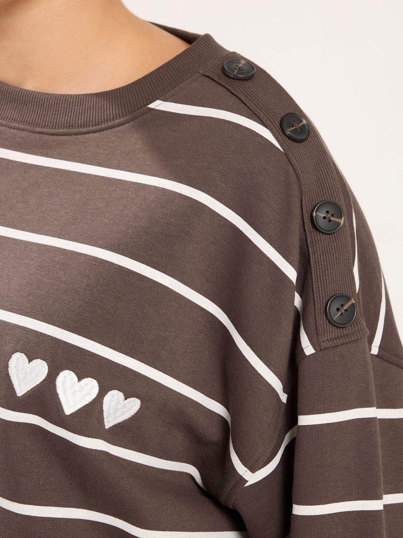 Image 4 of 4 of Yours Curve Heart Stripe Sweatshirt