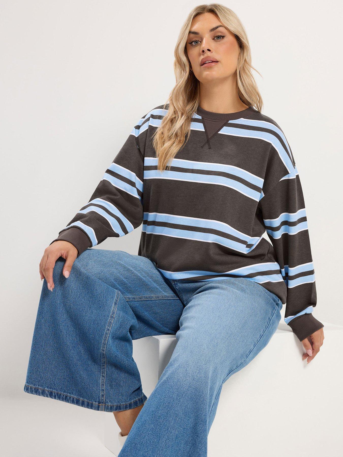 Image 1 of 4 of Yours Curve Stripe Sweatshirt