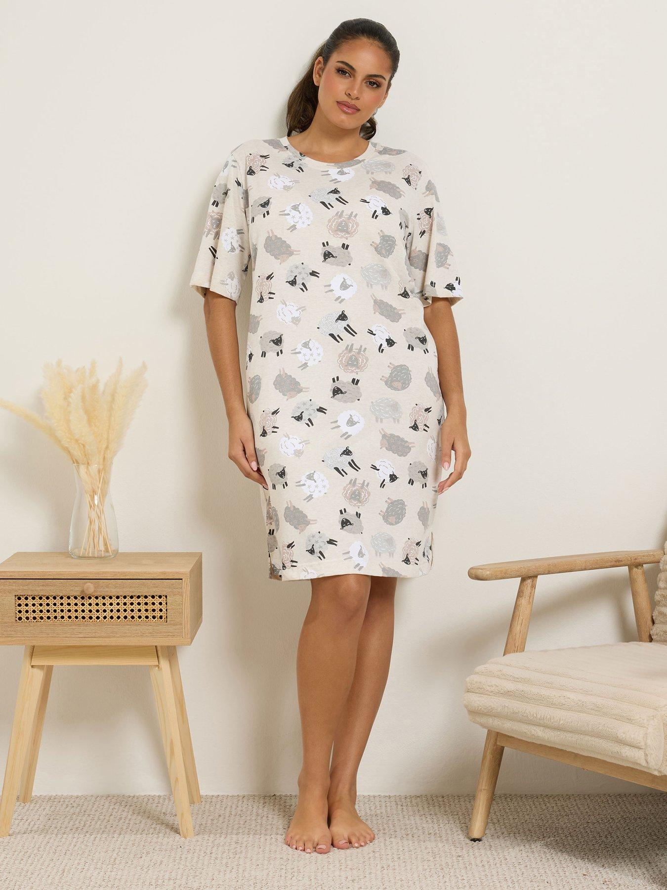 Image 1 of 4 of Yours Curve Sheep Side Split Nightdress