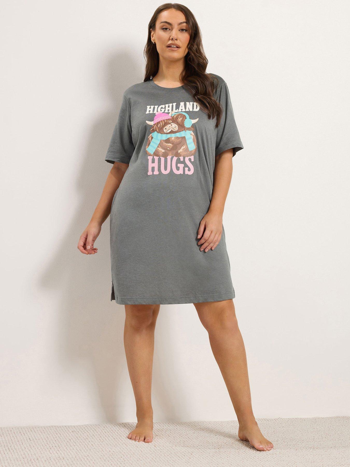 Image 1 of 4 of Yours Curve Highland Hugs Side Split Nightdress