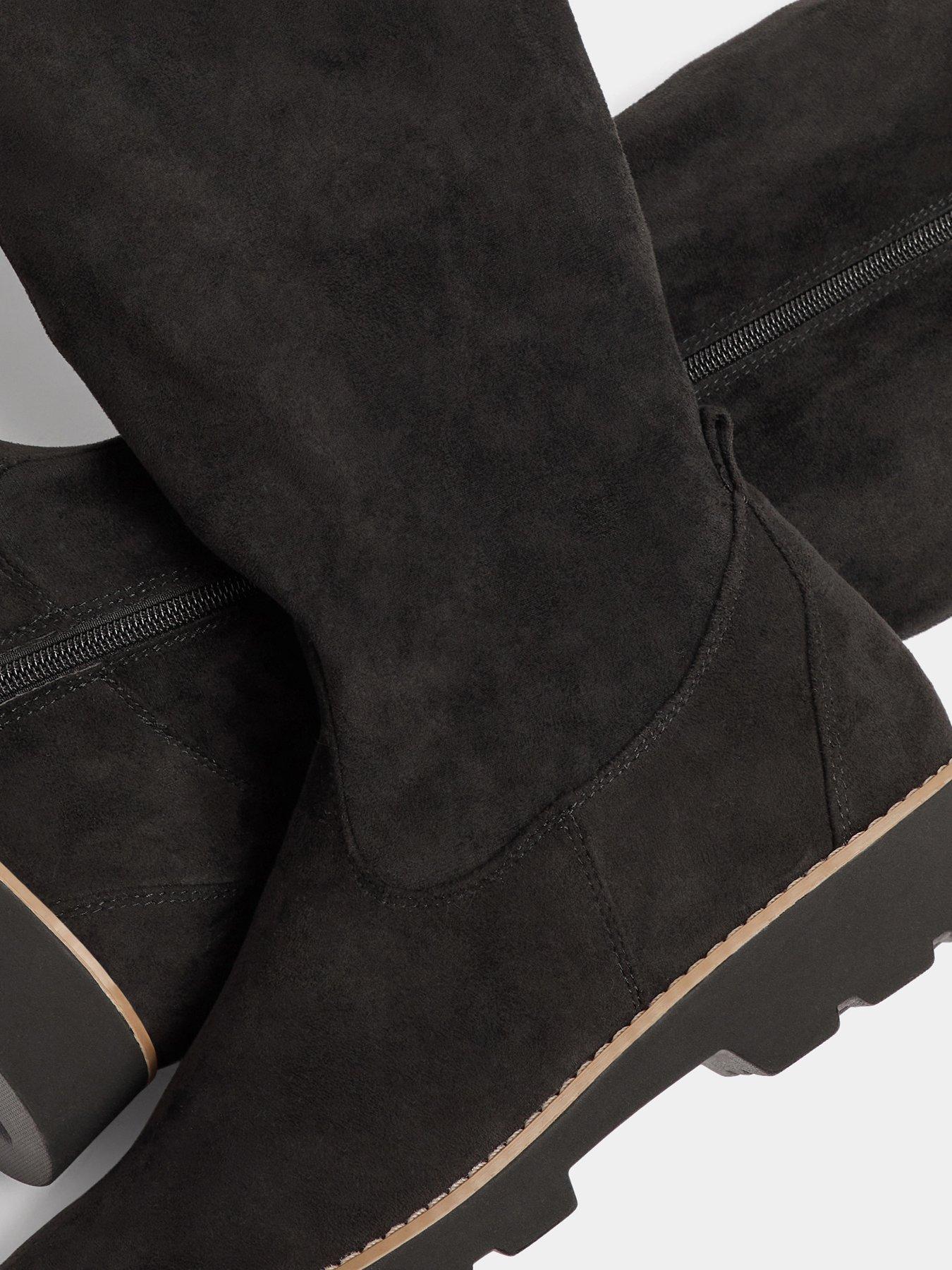 Image 4 of 4 of Yours Womens Extra Wide Fit Cleated Boot - Black