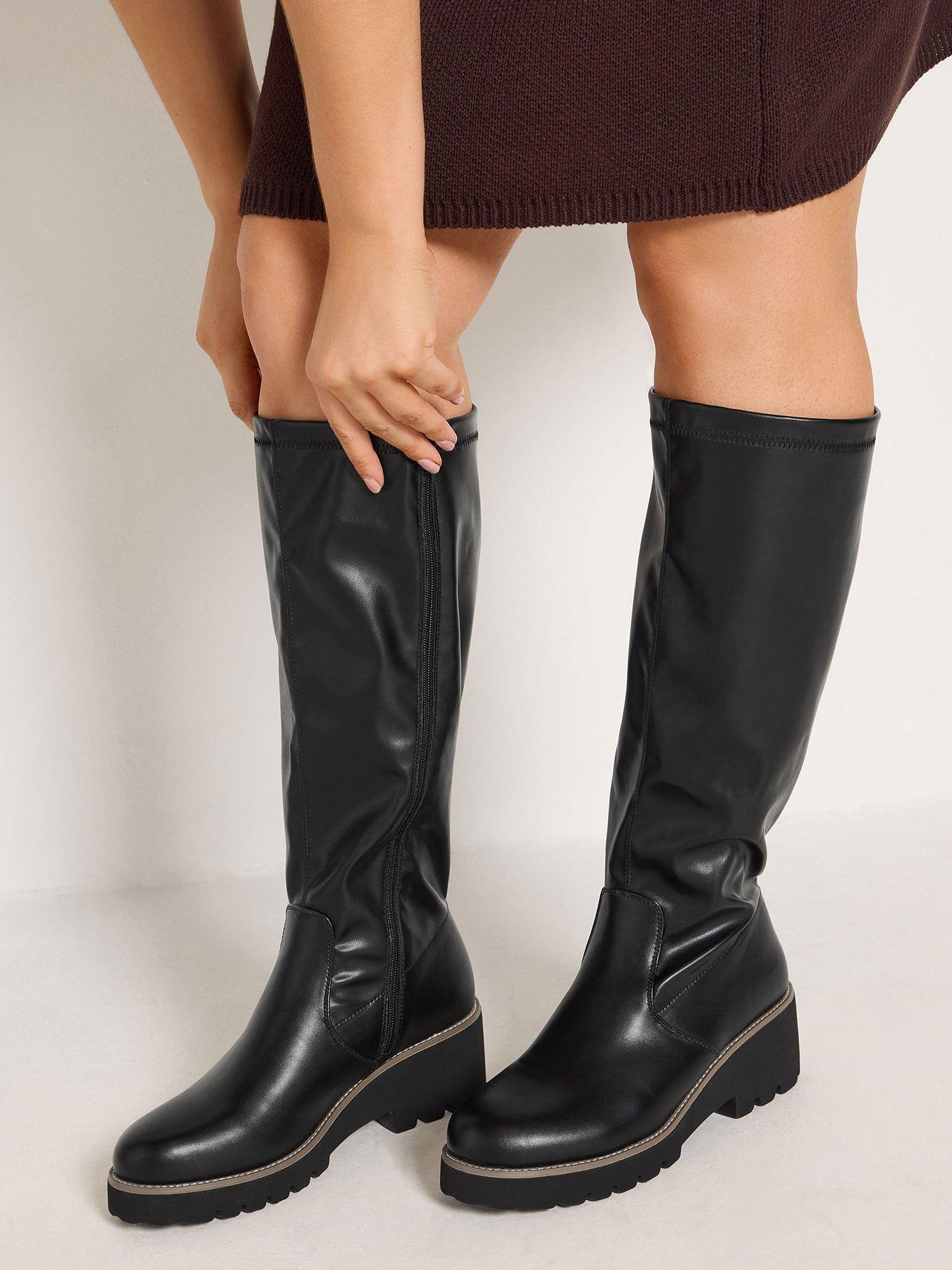 Yours Womens Extra Wide Fit Stretch Wedge Boots - Black