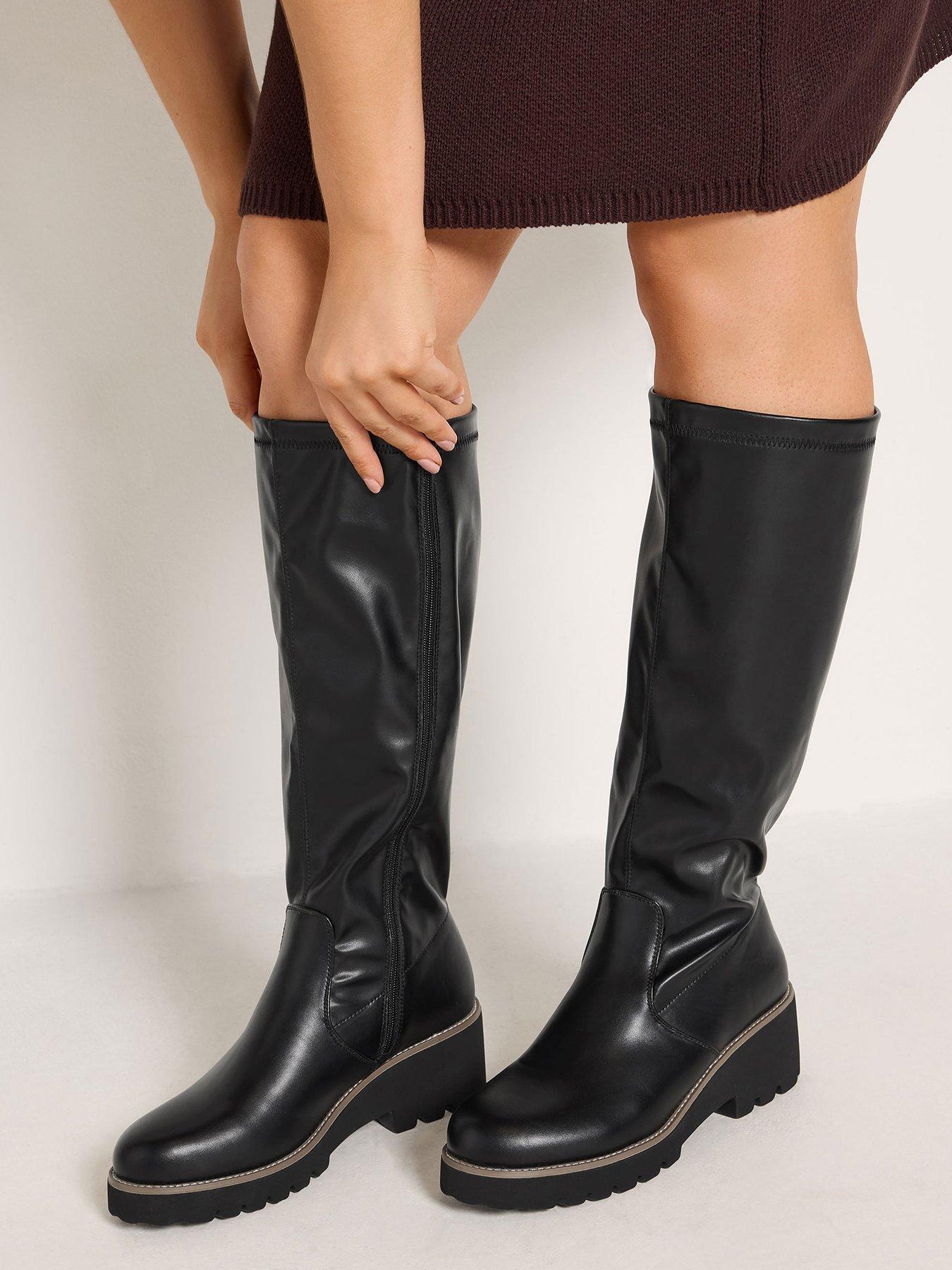Yours Womens Wide Fit Stretch Wedge Boots - Black