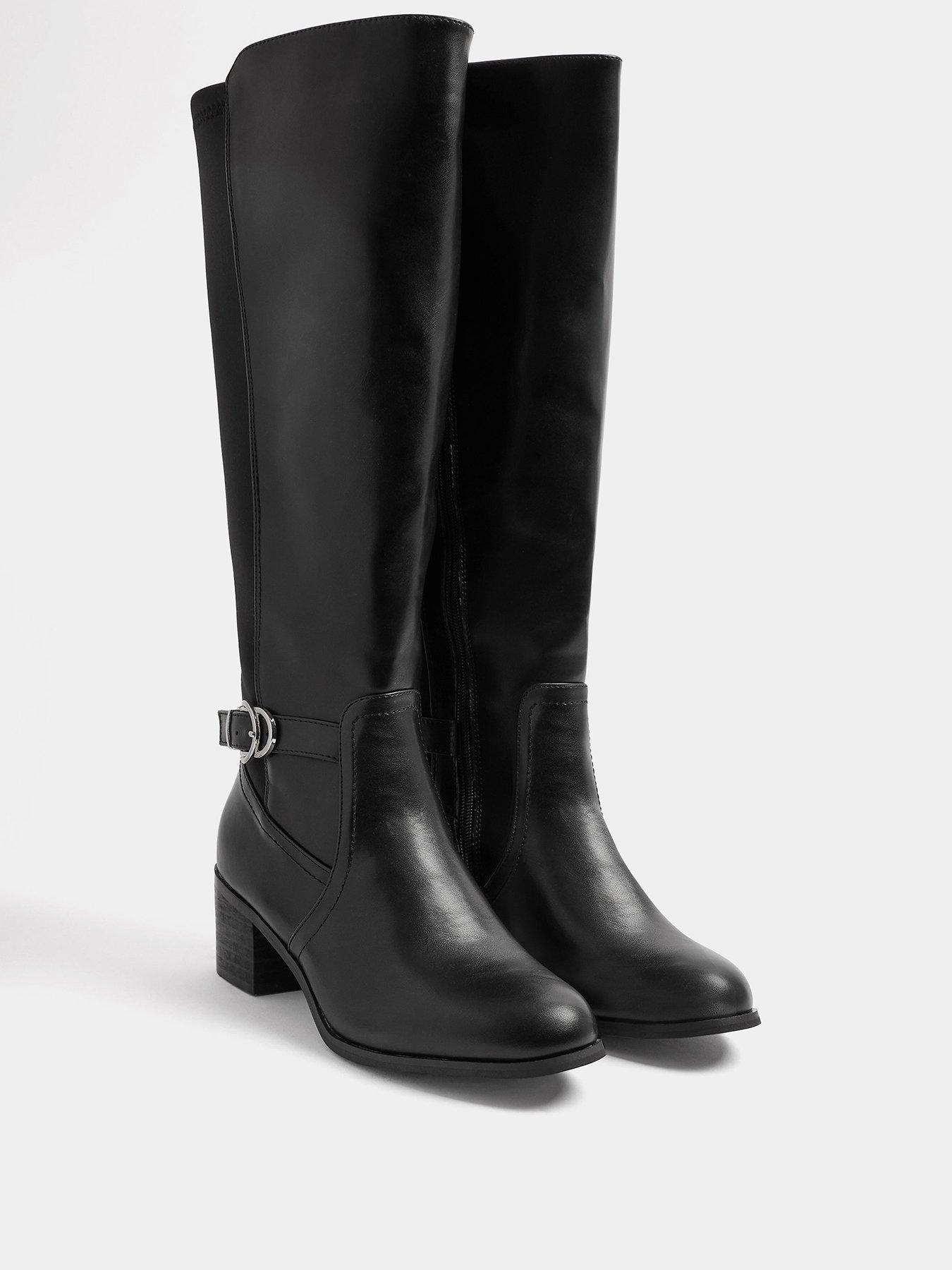 Image 2 of 4 of Yours Womens Extra Wide Fit D-Ring Buckle Stretch Boots - Black
