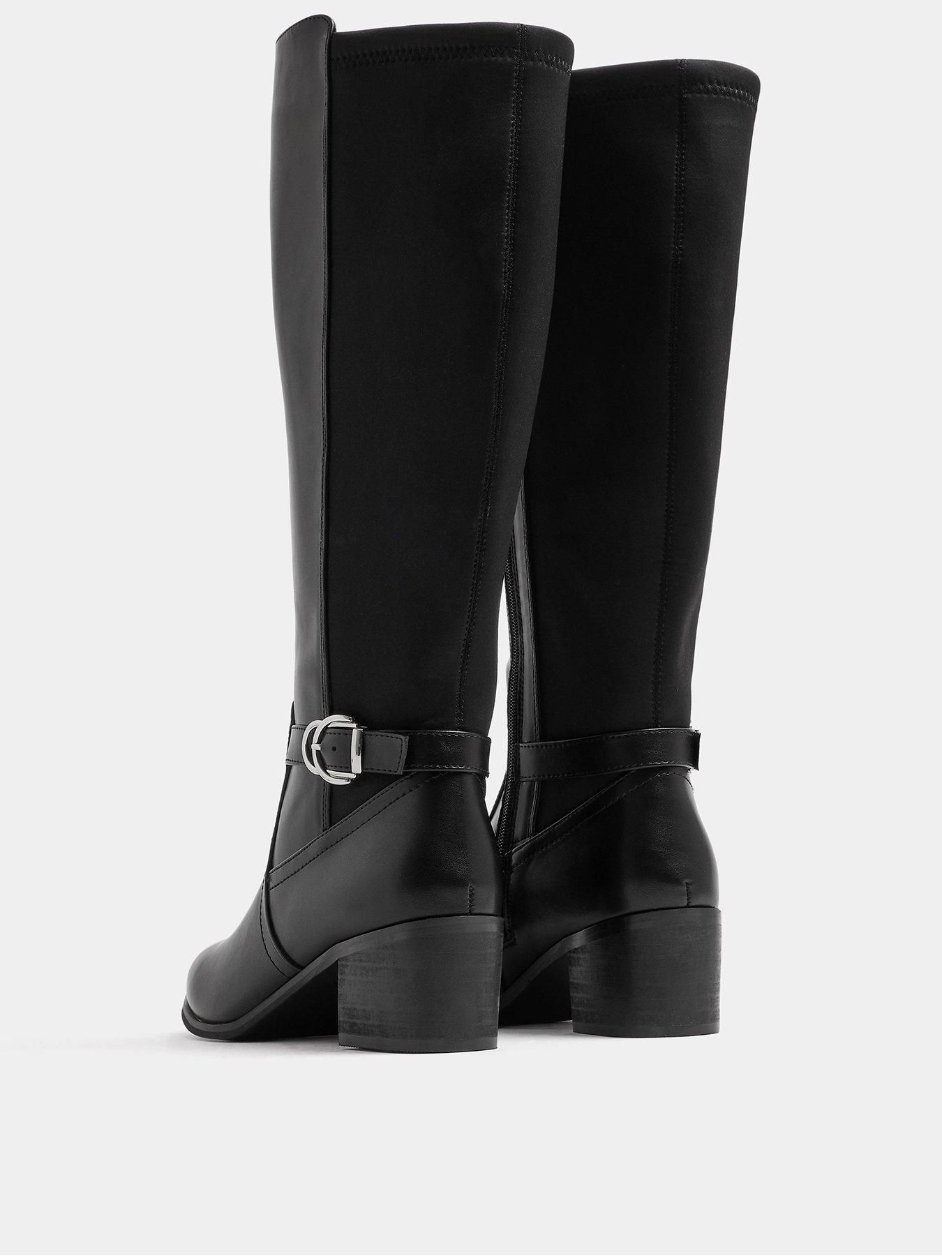 Image 3 of 4 of Yours Womens Extra Wide Fit D-Ring Buckle Stretch Boots - Black