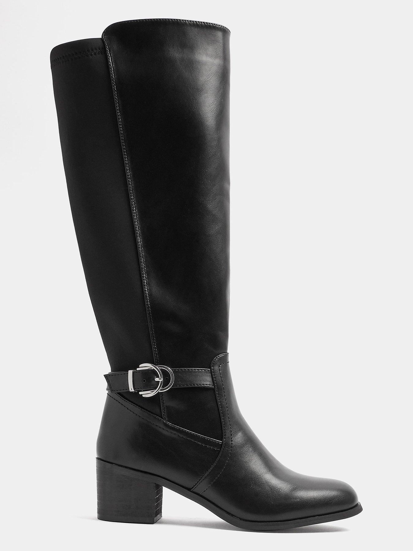 Image 4 of 4 of Yours Womens Extra Wide Fit D-Ring Buckle Stretch Boots - Black