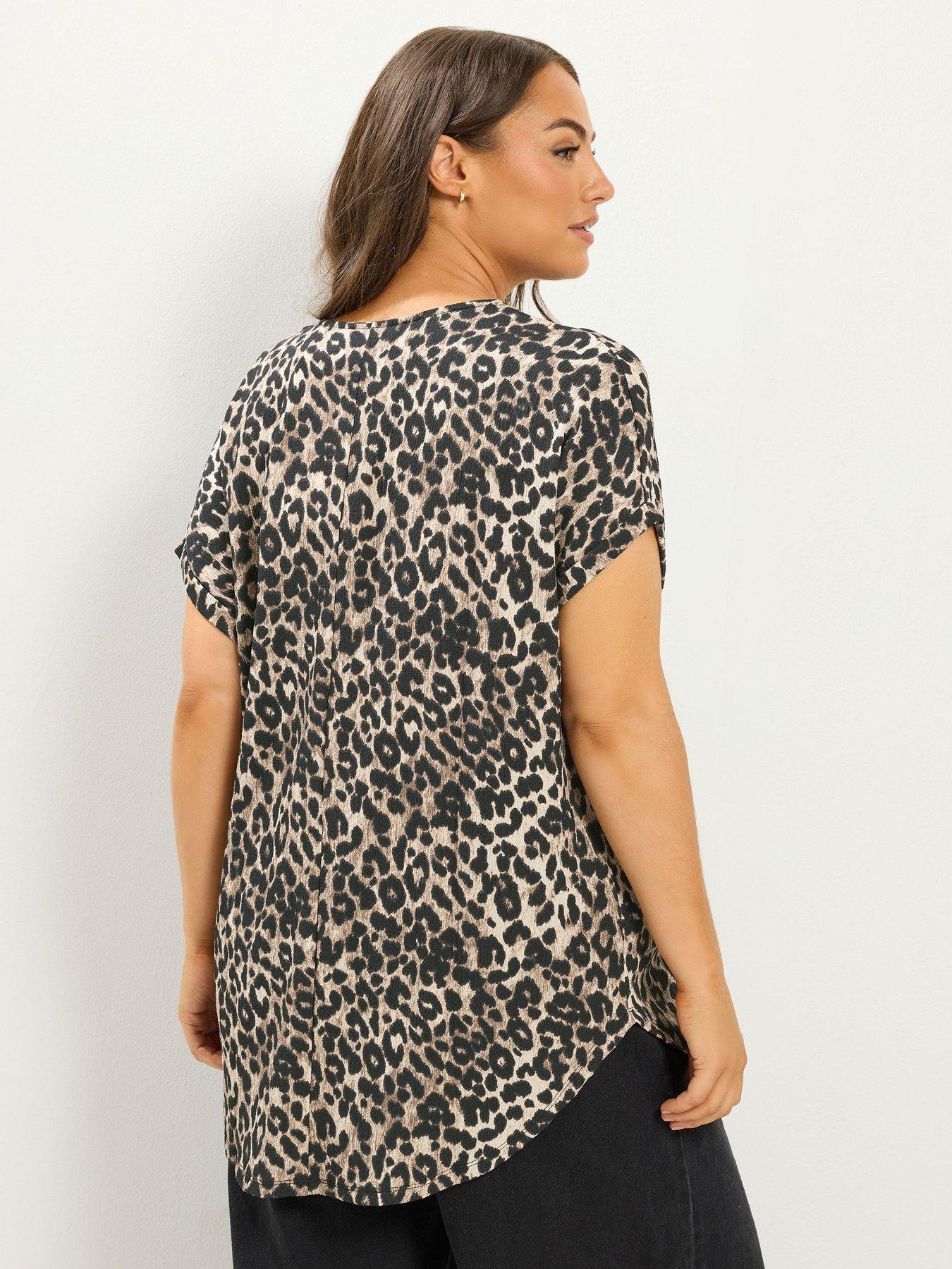 Image 2 of 4 of Yours Curve Leopard Notch Neck Top