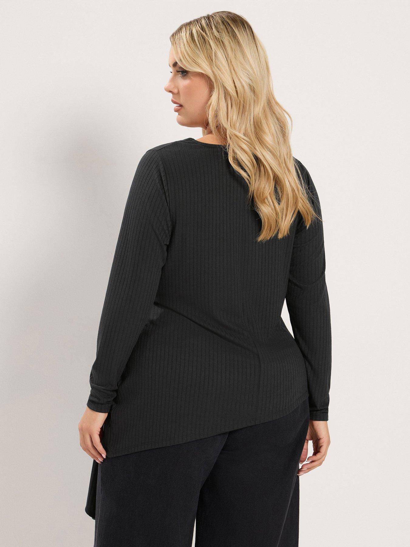 Image 2 of 4 of Yours Curve Rib Tie Waist Trim Top