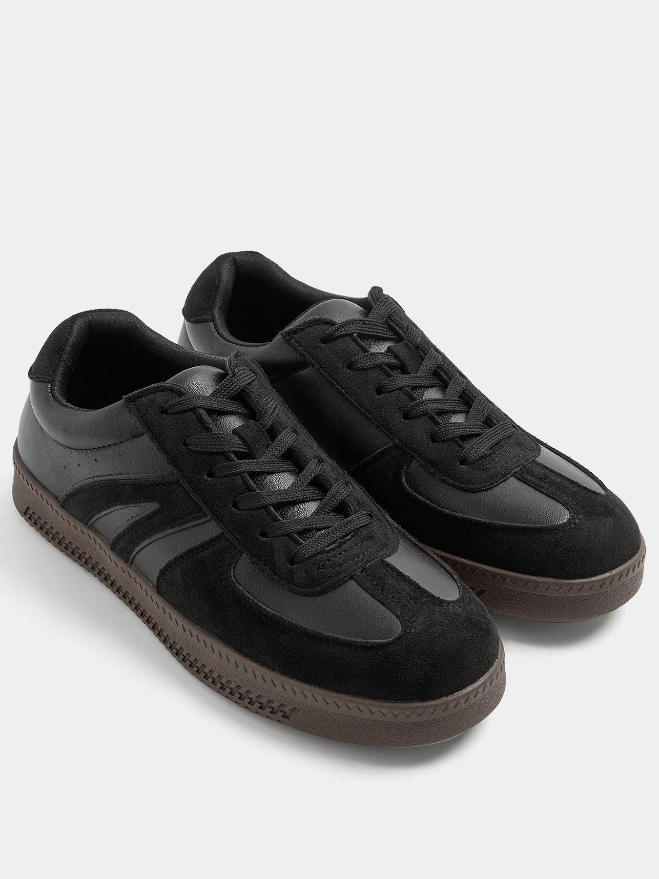 Image 2 of 4 of Yours Womens Extra Wide Fit Side Panel Lace Up Gum Sole Trainers - Black