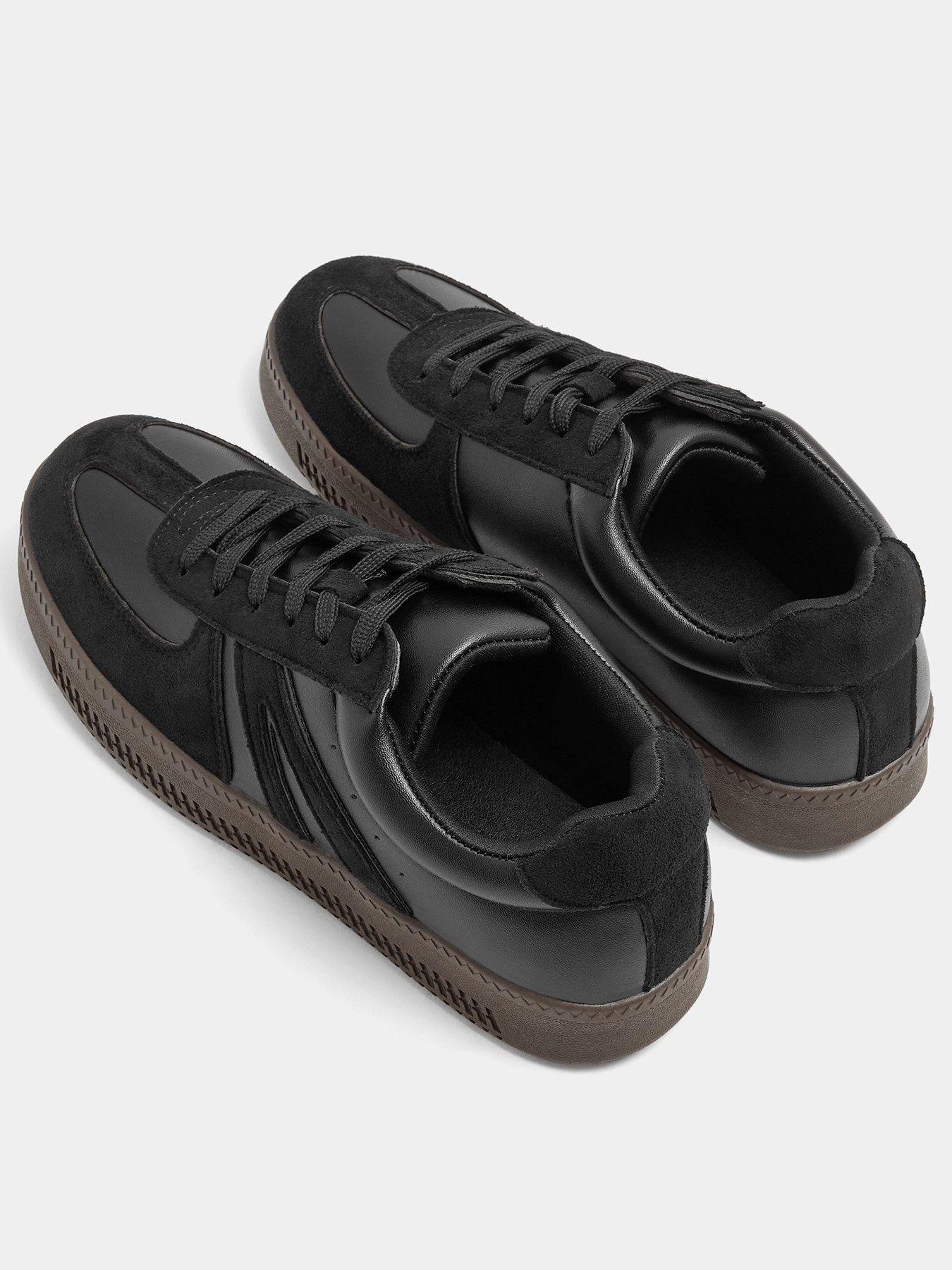 Image 3 of 4 of Yours Womens Extra Wide Fit Side Panel Lace Up Gum Sole Trainers - Black