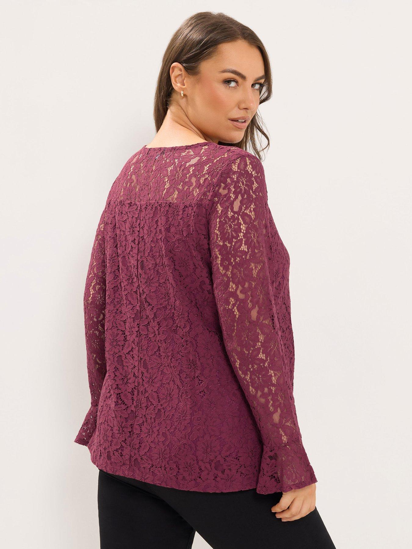 Image 2 of 4 of Yours Curve Long Sleeve Lace Top