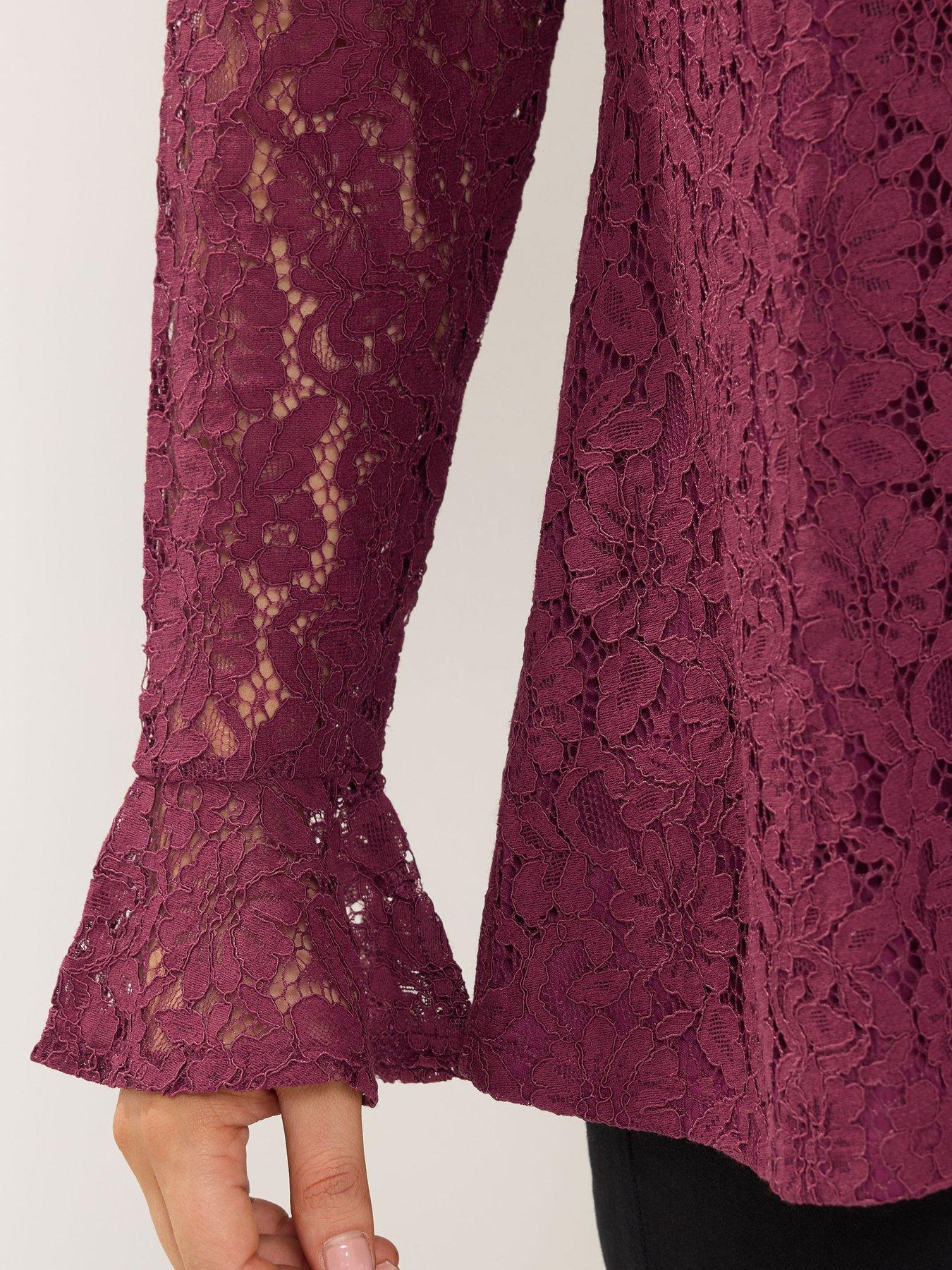 Image 4 of 4 of Yours Curve Long Sleeve Lace Top