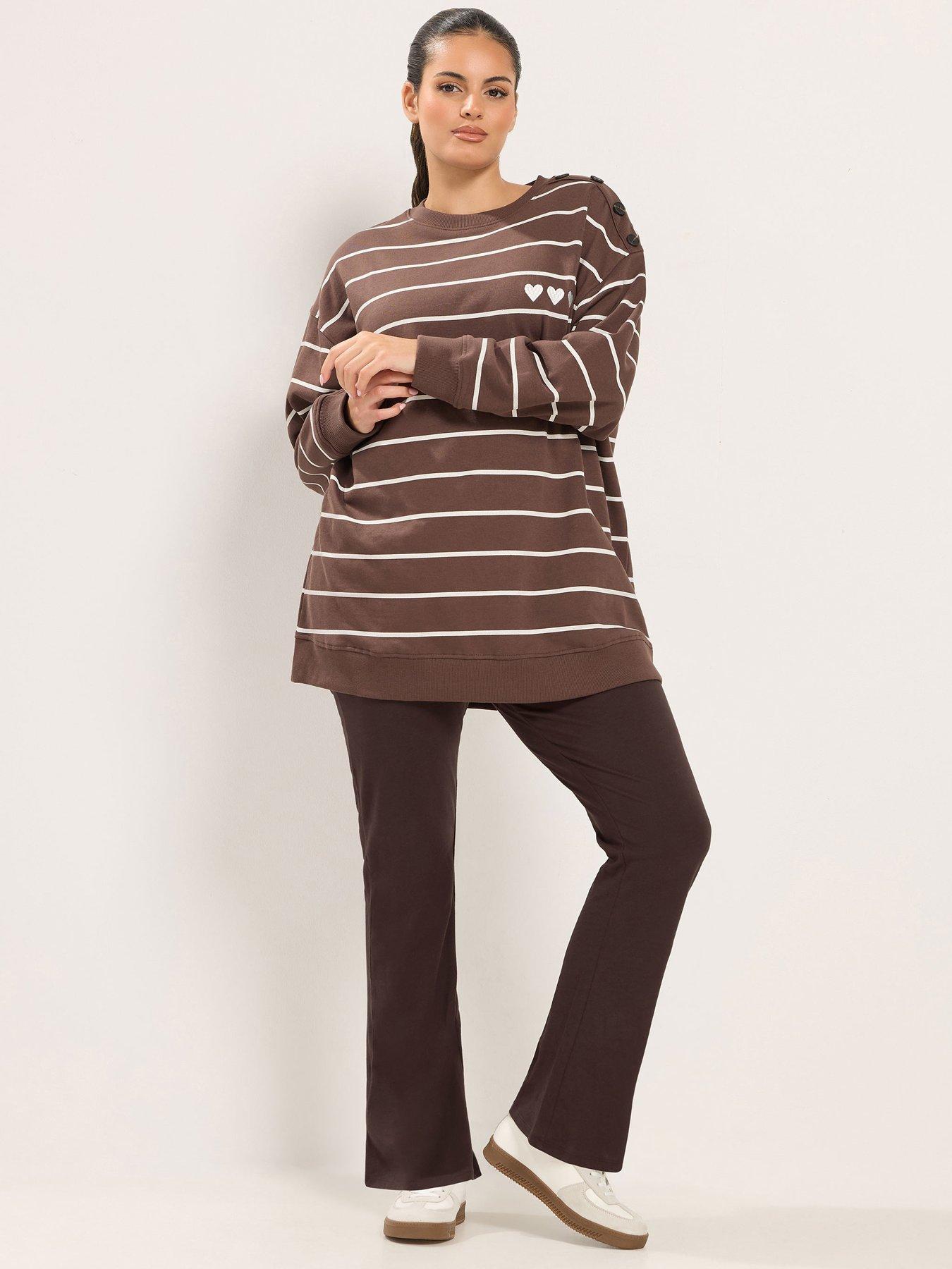 Image 3 of 4 of Yours Womens Flared Pull-On 28in Leggings - Brown