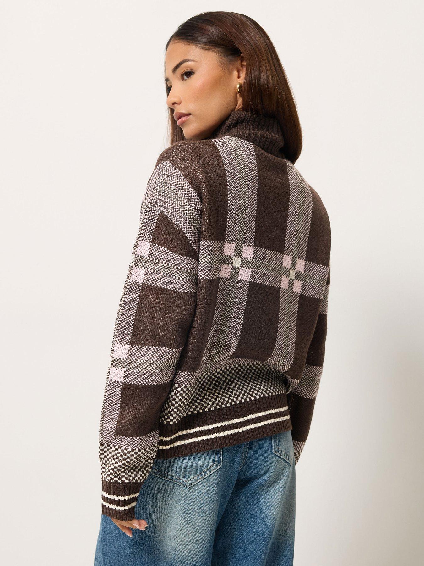 Image 2 of 4 of PixieGirl PixieGirl Womens Petite Funnel Neck Zip-Through Bomber Jacket - Brown