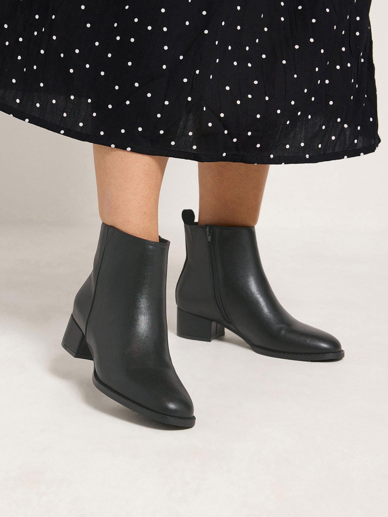 Yours Womens Wide Fit Square Block Heel Ankle Boots - Black