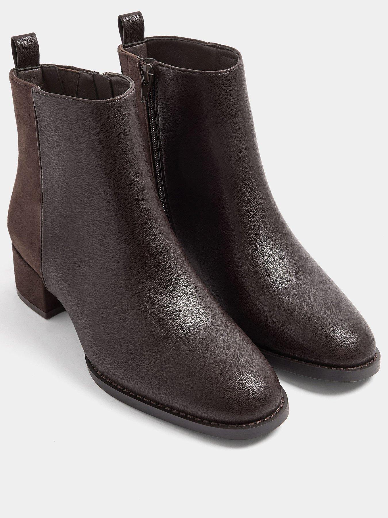 Image 2 of 4 of Yours Womens Wide Fit Square Low Block Heel Boots - Brown
