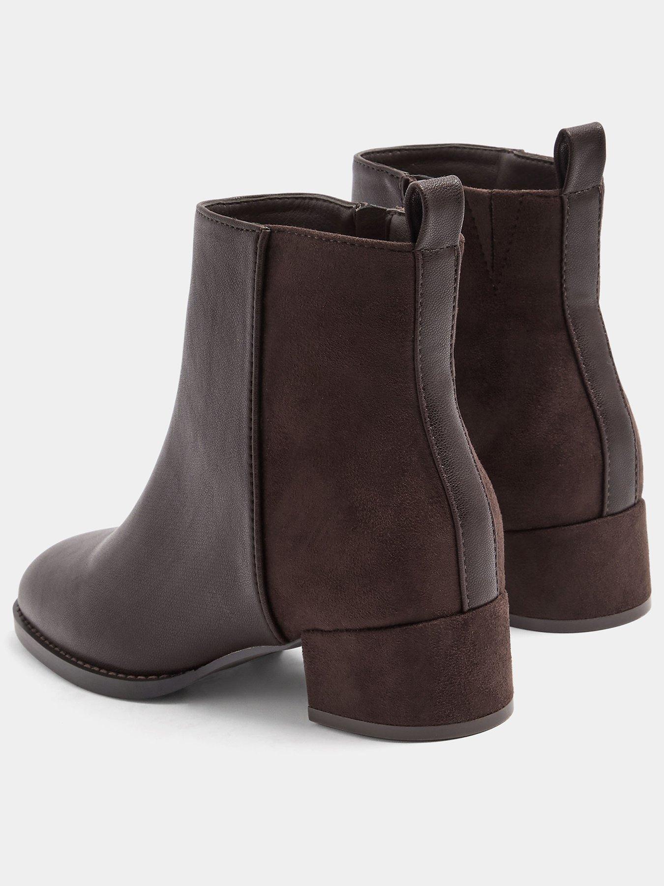 Image 3 of 4 of Yours Womens Wide Fit Square Low Block Heel Boots - Brown