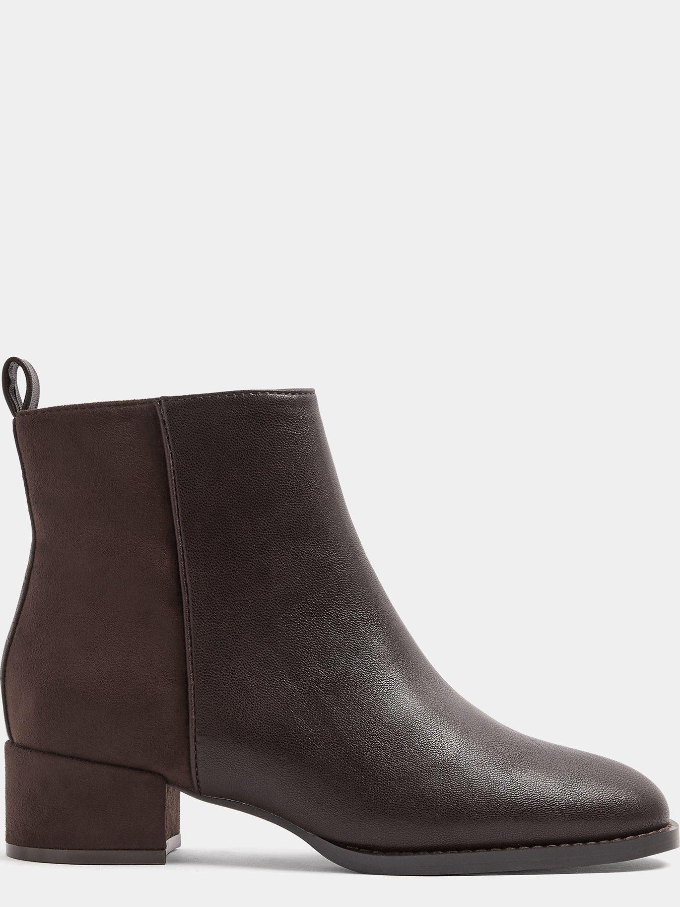Image 4 of 4 of Yours Womens Wide Fit Square Low Block Heel Boots - Brown