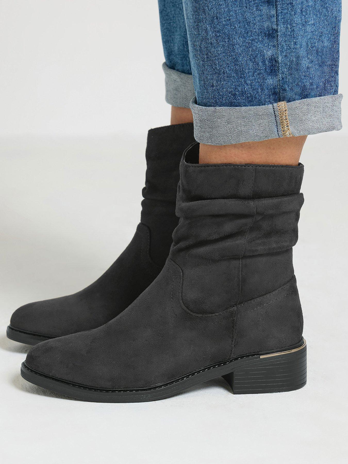 Image 1 of 4 of Yours Extra Wide Fit Ruched Block Heel Ankle Boot