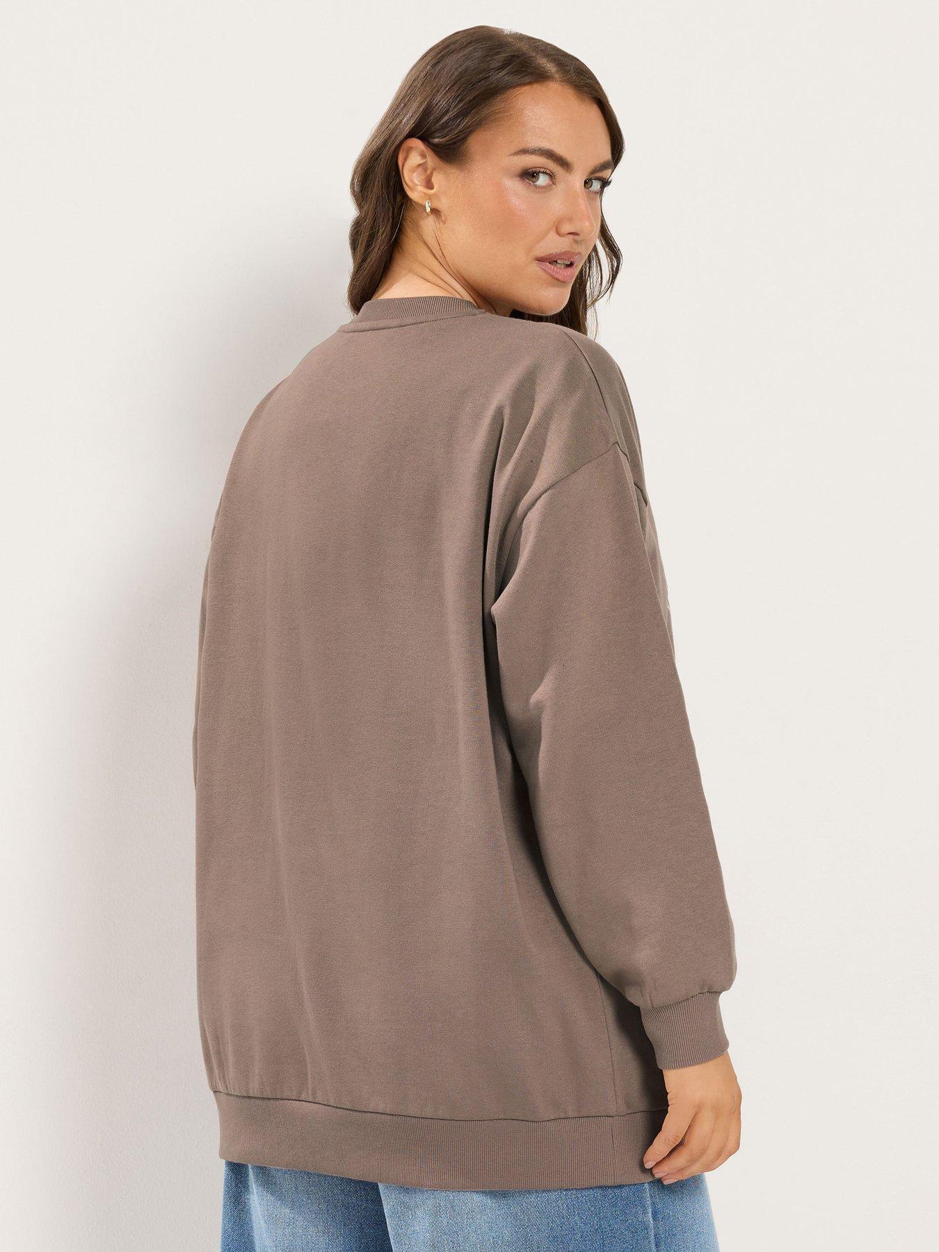 Image 2 of 4 of Yours Womens Curve Foil Heart Longline Sweatshirt - Brown