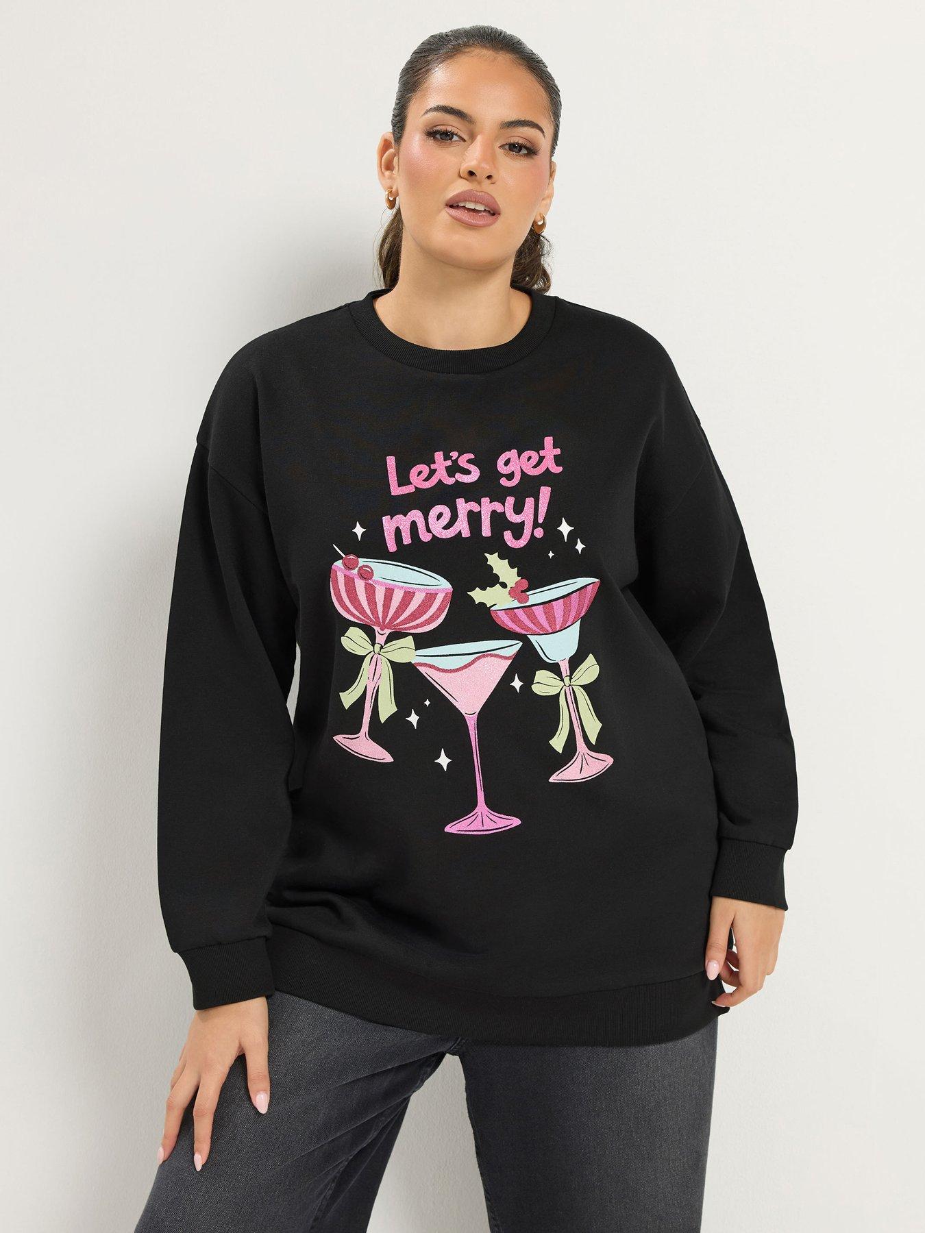 Image 1 of 4 of Yours Curve Lets Get Merry Christmas Sweatshirt