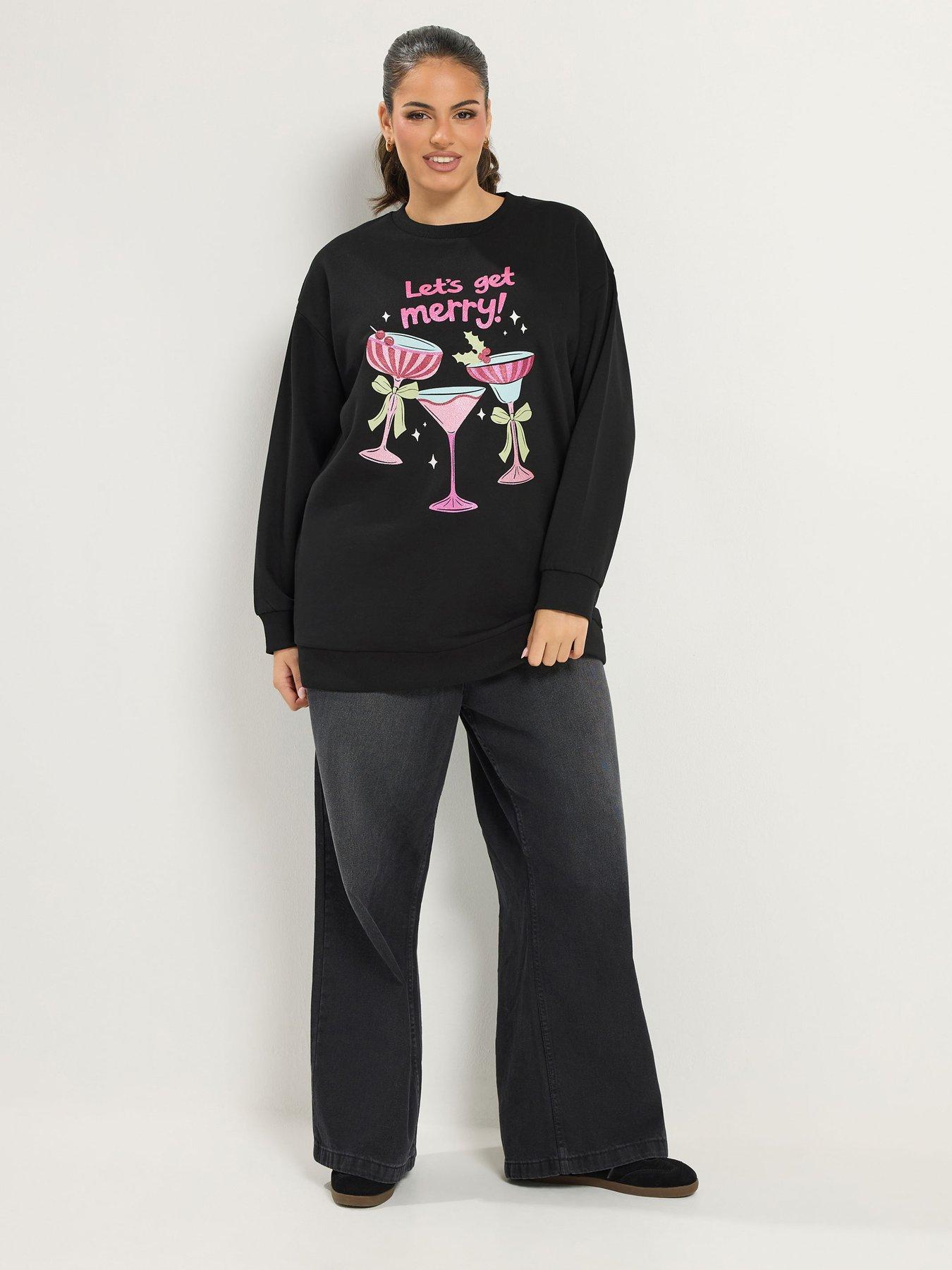 Image 3 of 4 of Yours Curve Lets Get Merry Christmas Sweatshirt